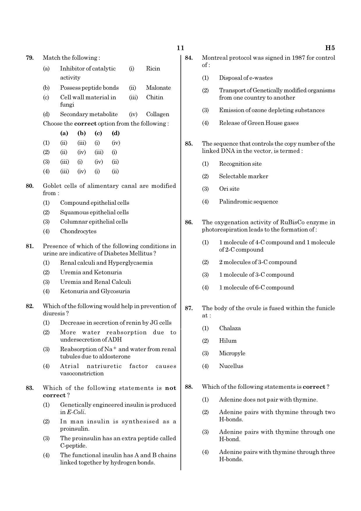 NEET H5 2020 Question Paper - Page 11