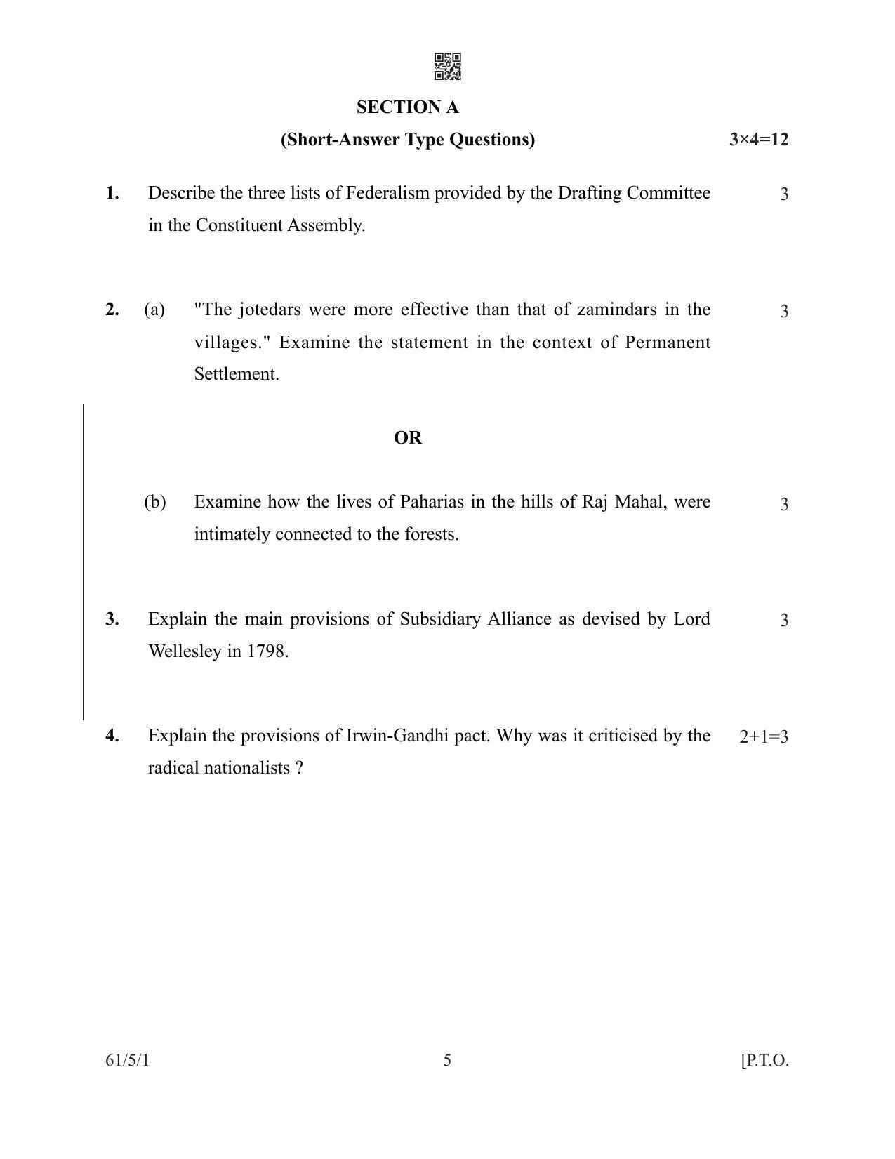CBSE Class 12 61-5-1 History 2022 Question Paper - Page 5