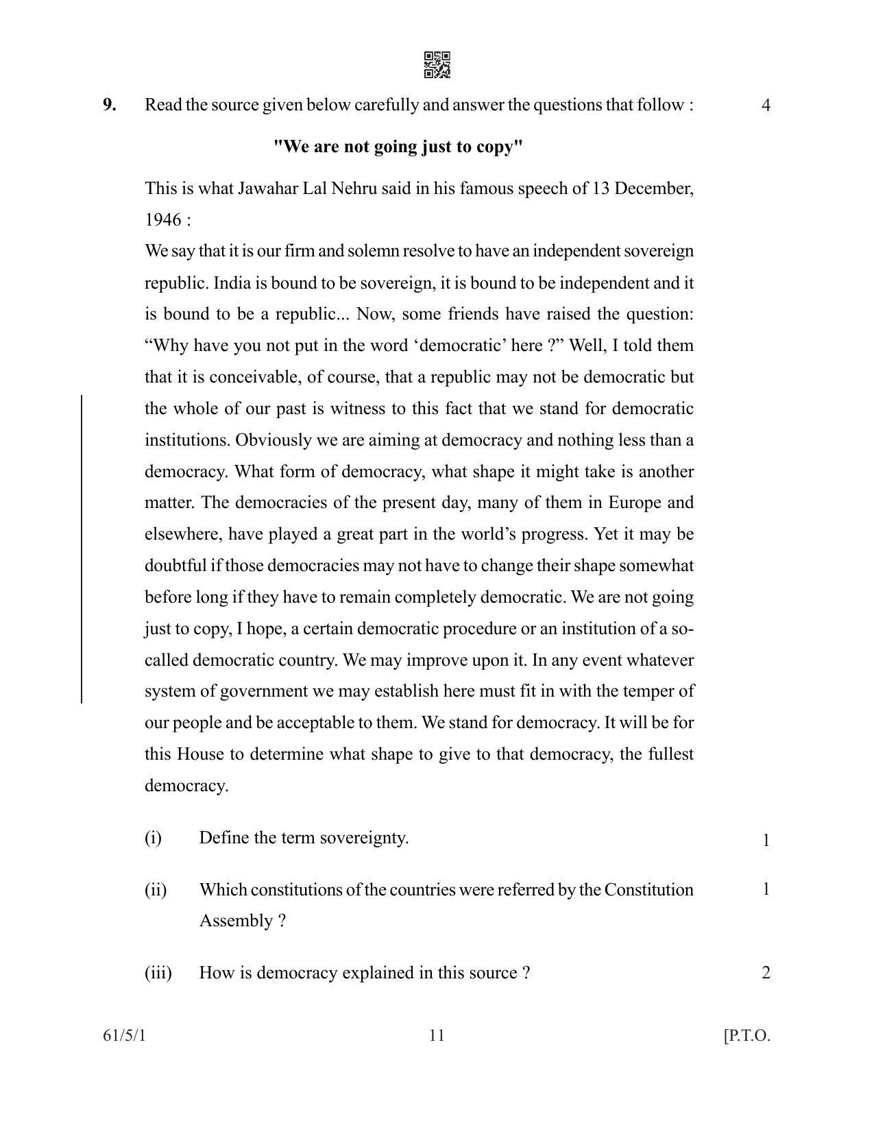 CBSE Class 12 61-5-1 History 2022 Question Paper - Page 11