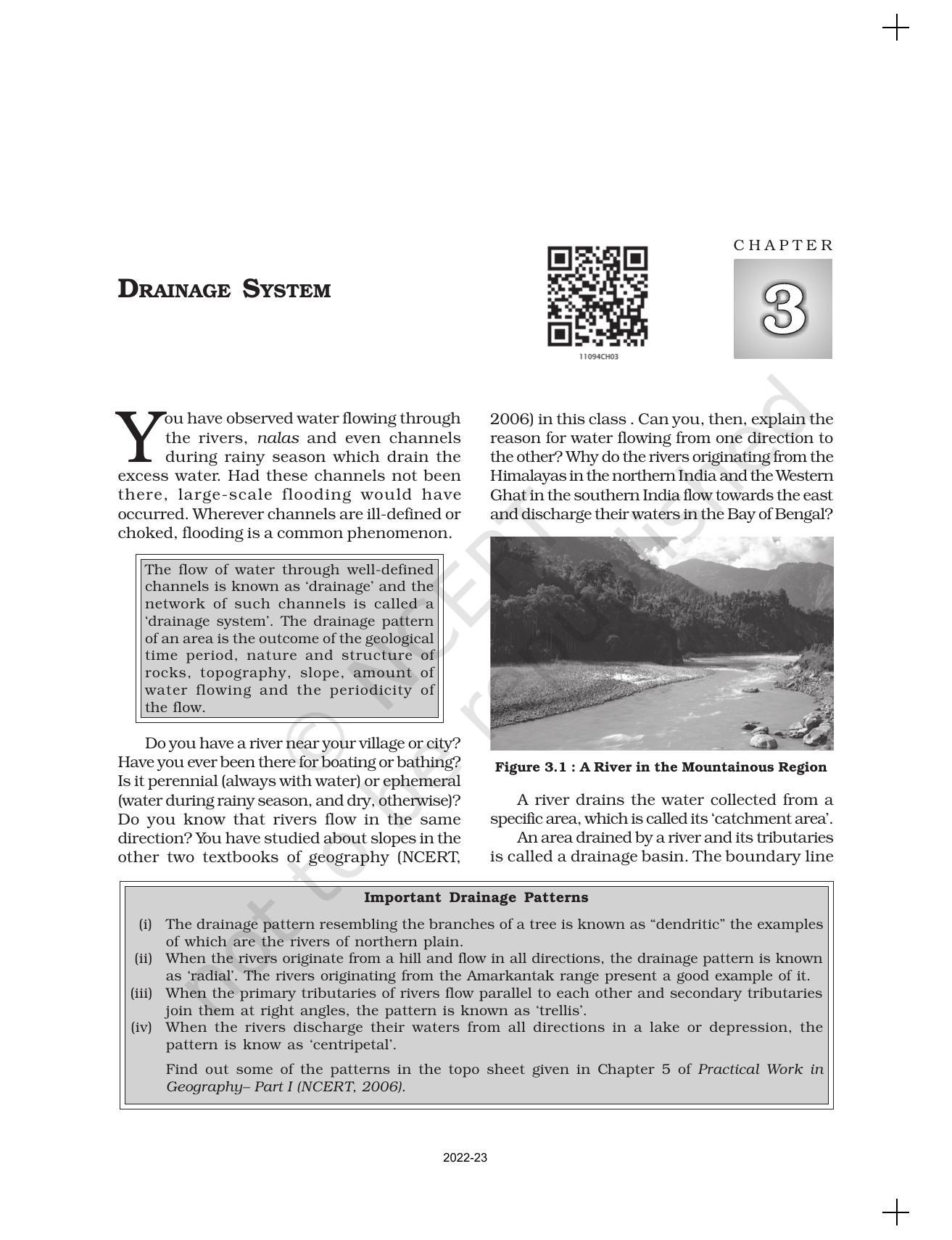 NCERT Book for Class 11 Geography (Part-II) Chapter 3 Drainage System - Page 1