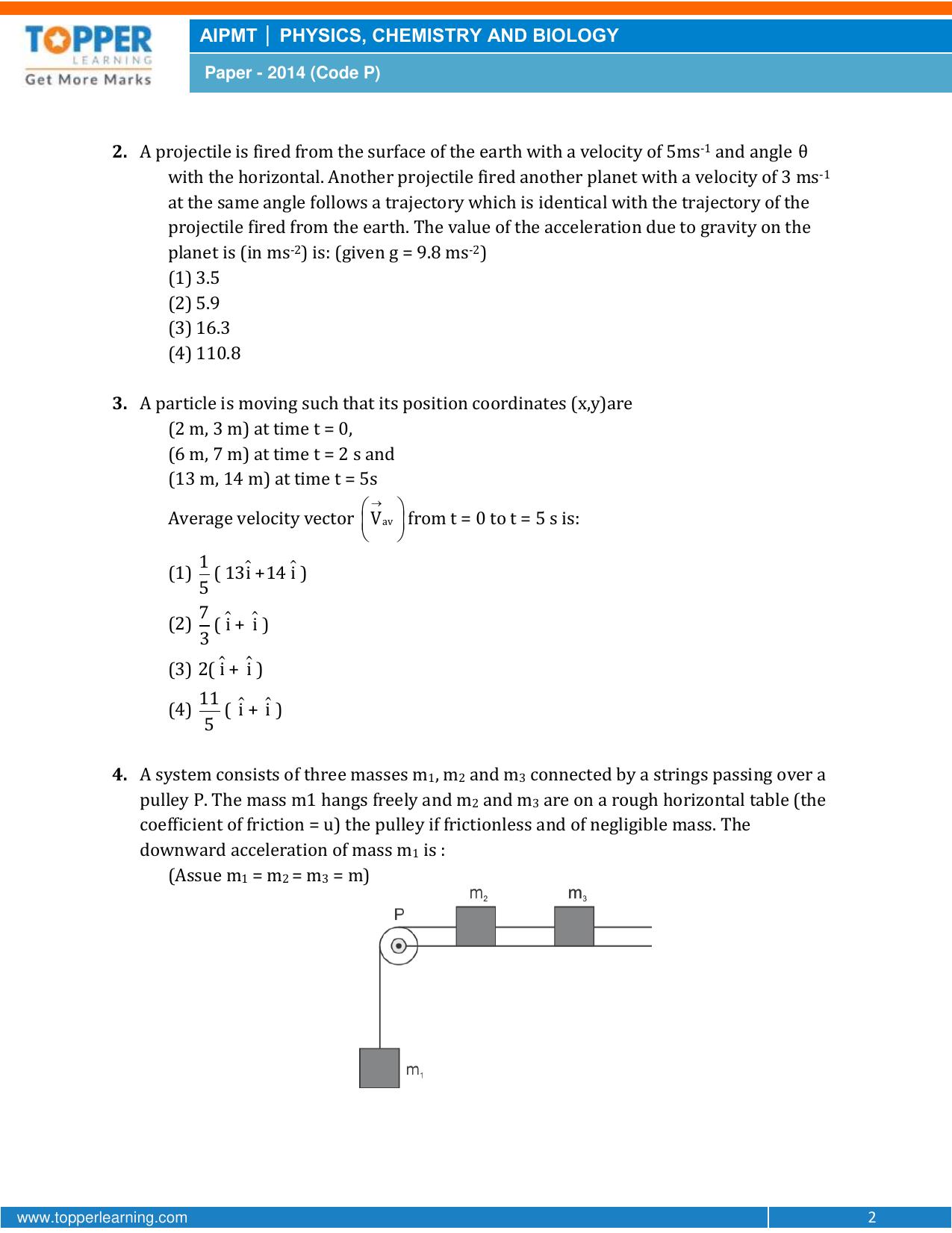 NEET Code P 2014 Question Paper - Page 2