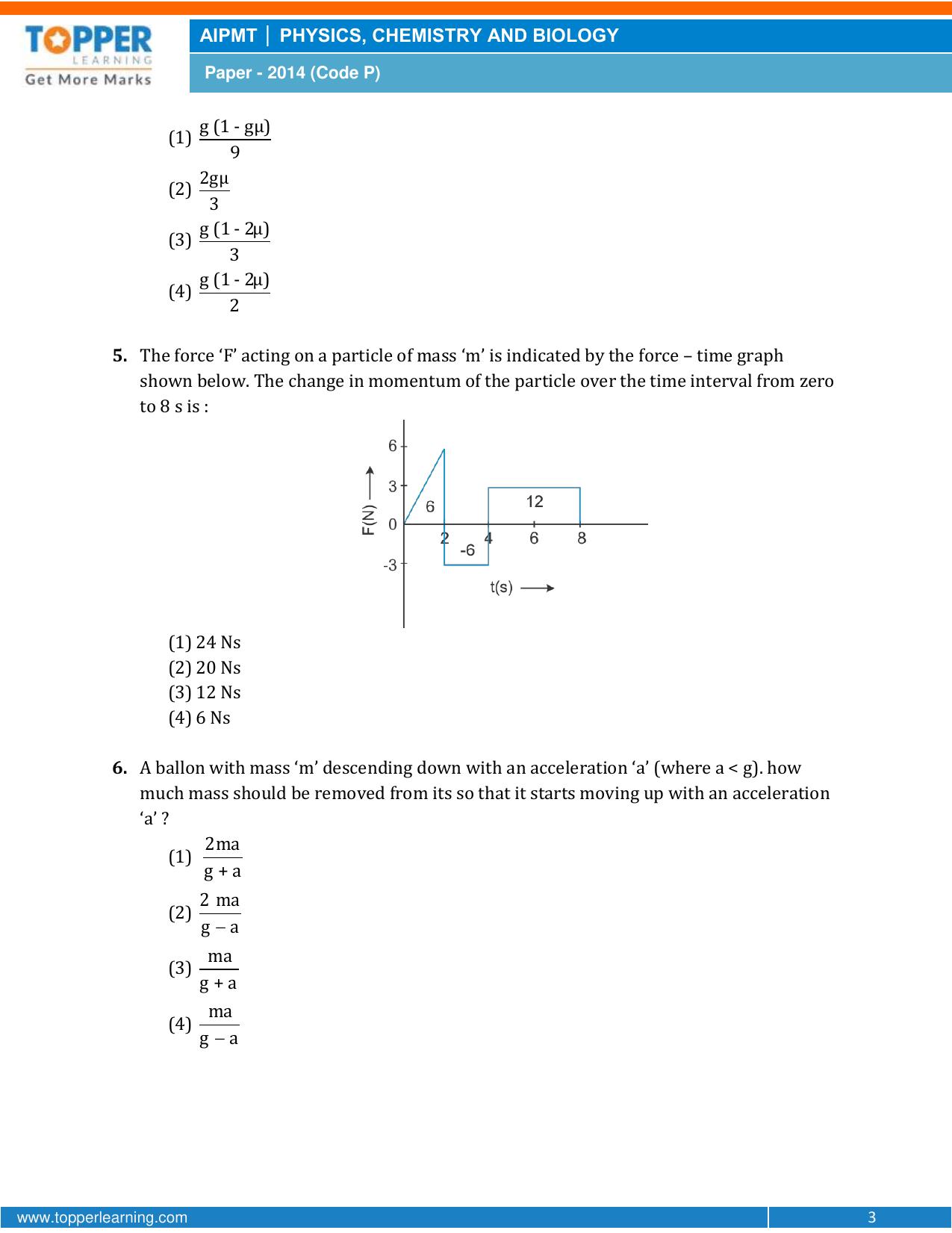 NEET Code P 2014 Question Paper - Page 3