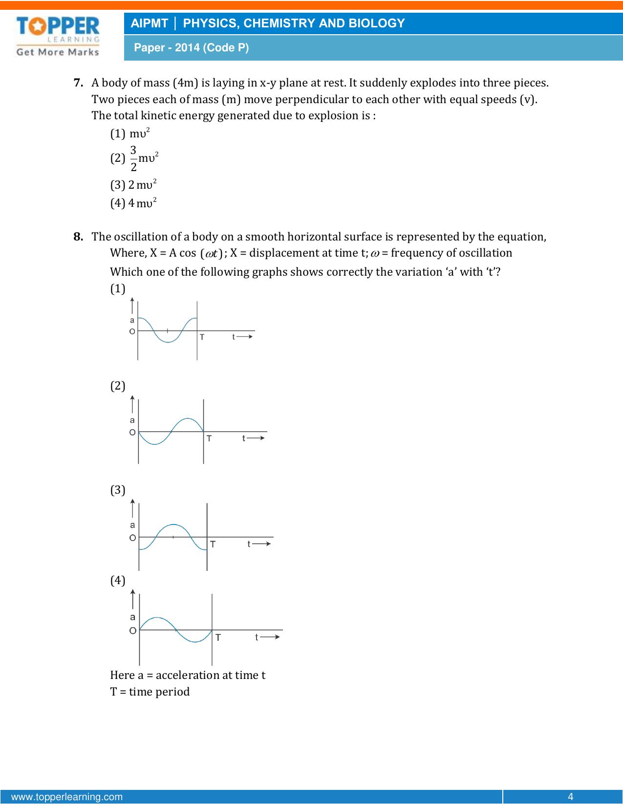 NEET Code P 2014 Question Paper - Page 4