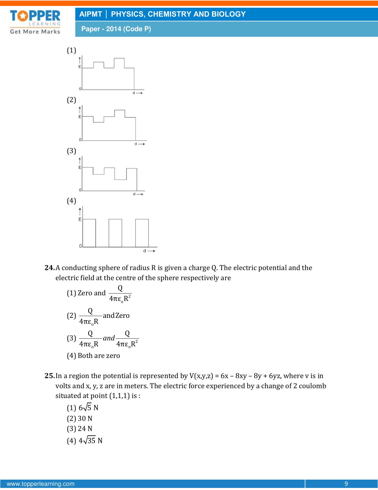 NEET Code P 2014 Question Paper - Page 9