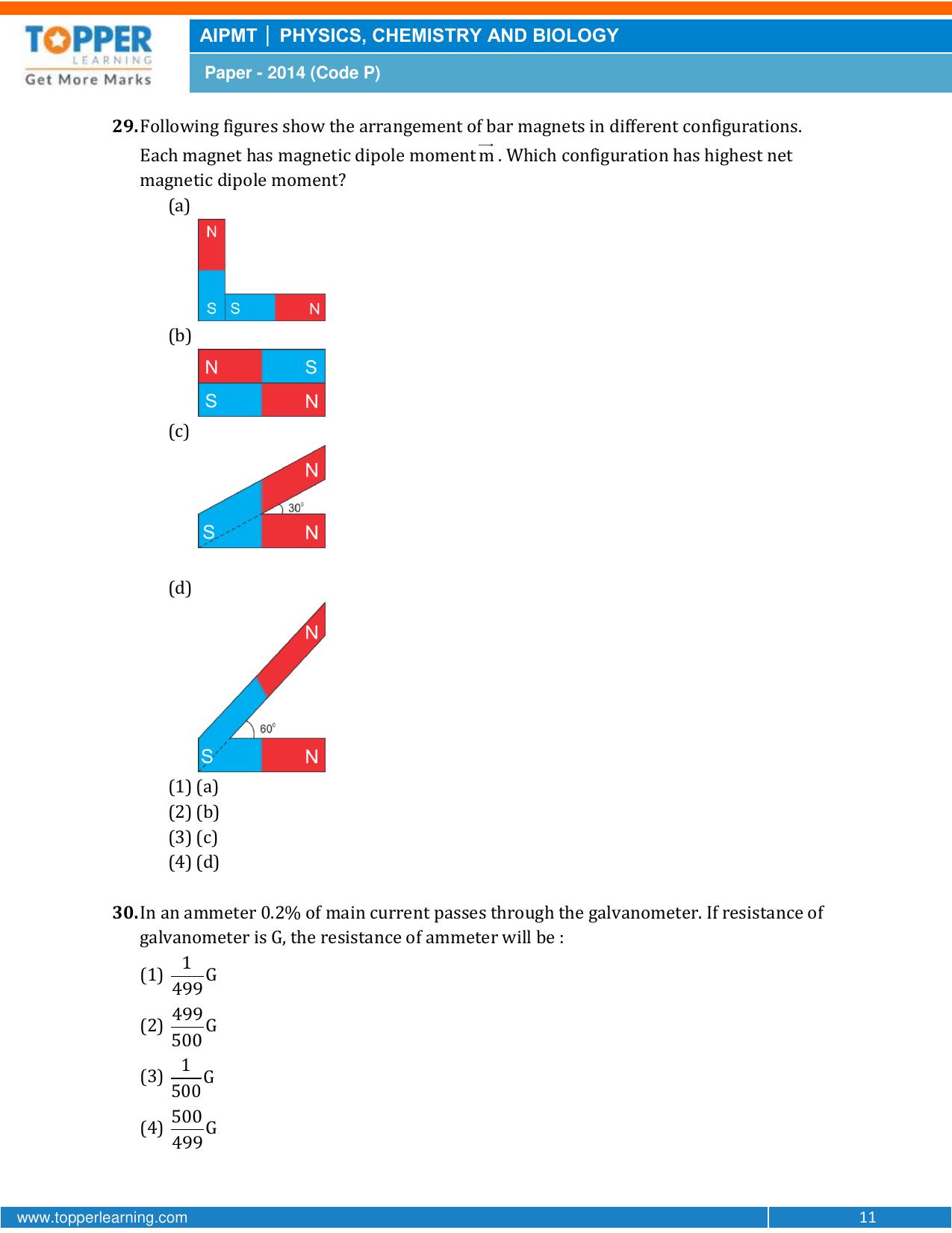 NEET Code P 2014 Question Paper - Page 11