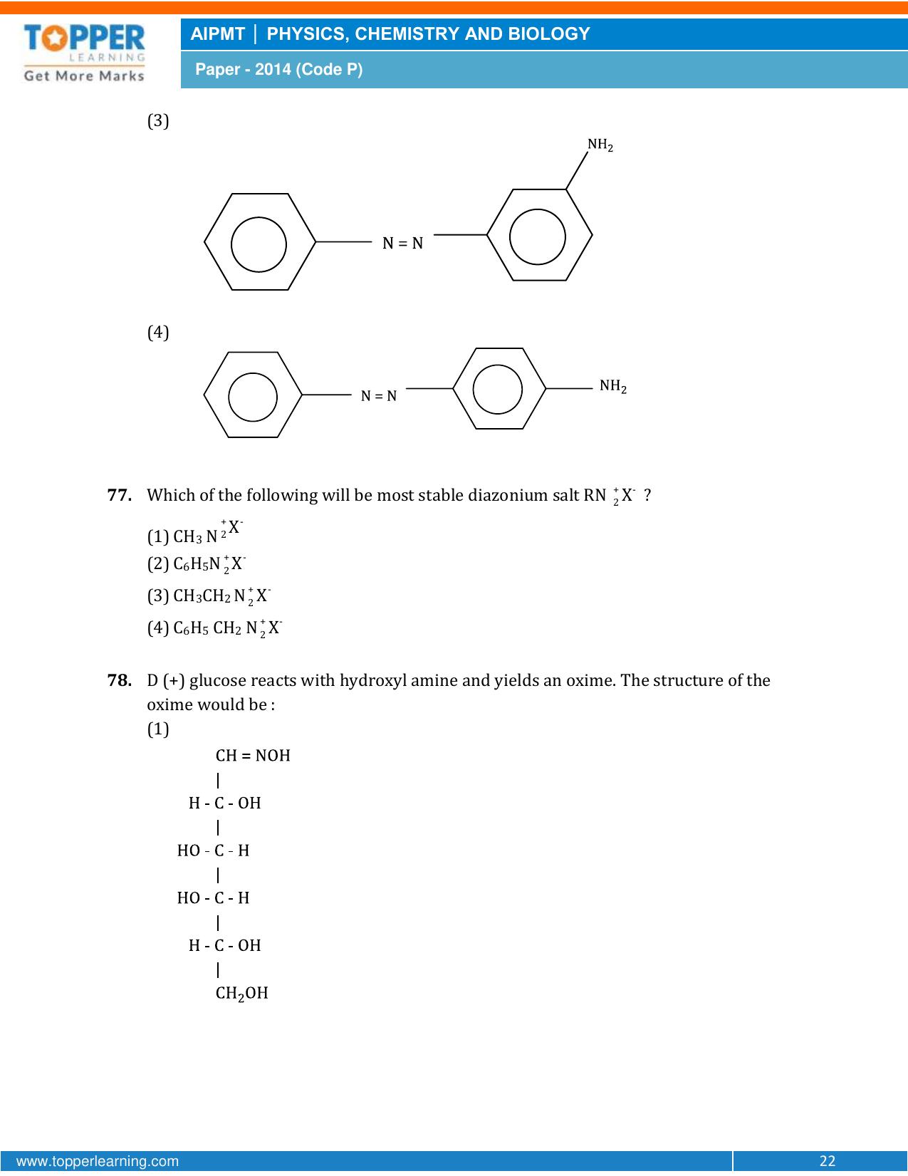 NEET Code P 2014 Question Paper - Page 22