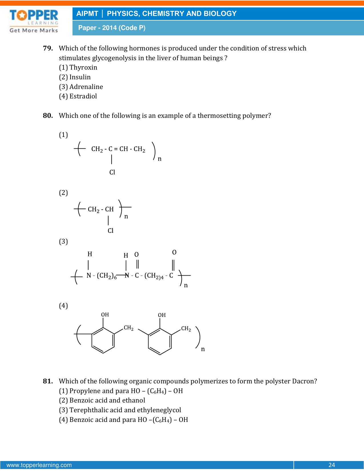 NEET Code P 2014 Question Paper - Page 24