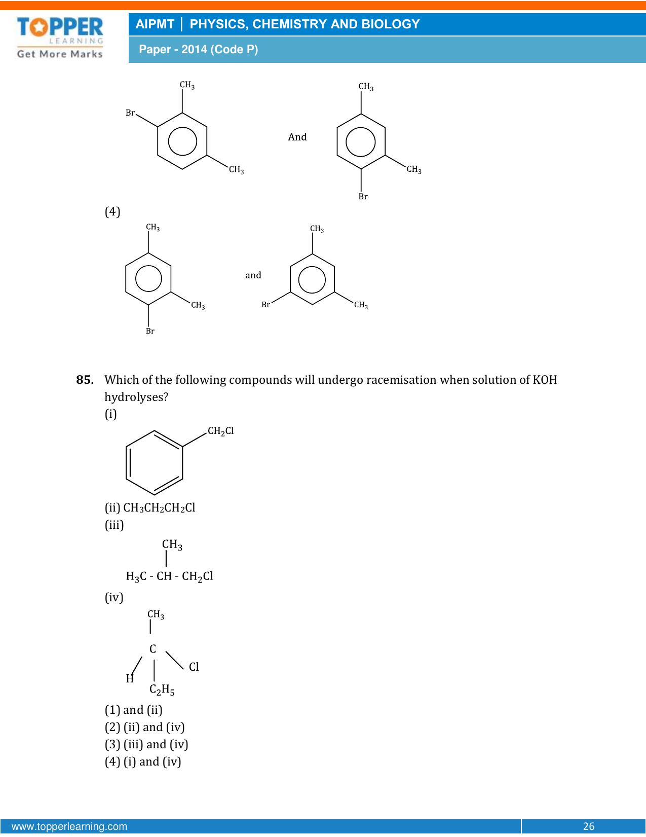 NEET Code P 2014 Question Paper - Page 26