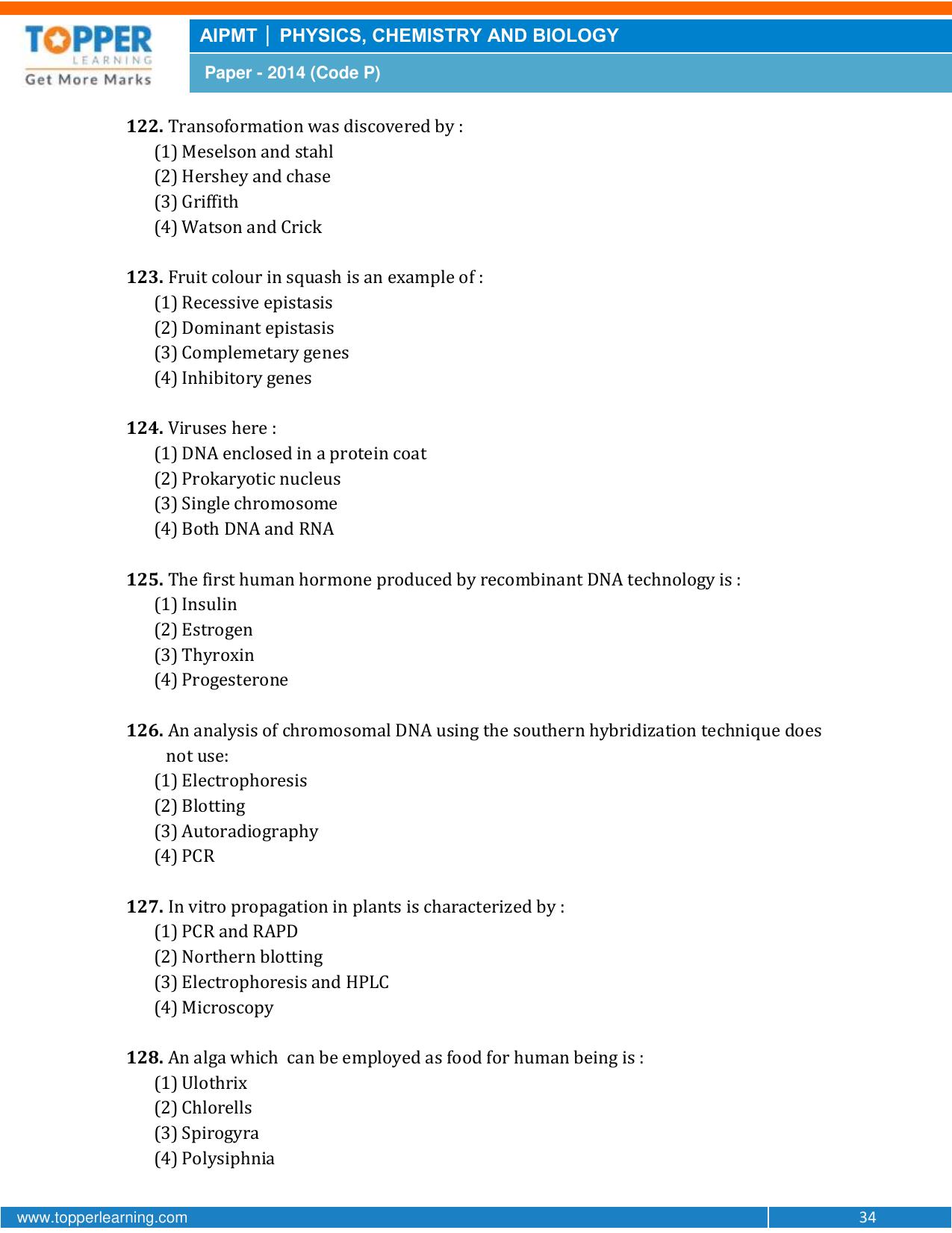 NEET Code P 2014 Question Paper - Page 34