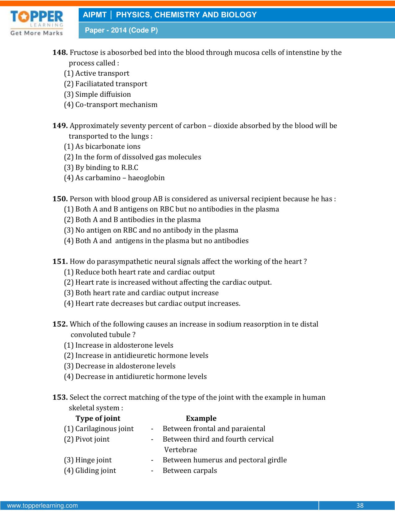 NEET Code P 2014 Question Paper - Page 38