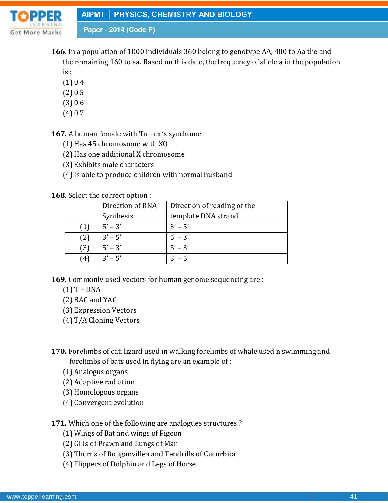 NEET Code P 2014 Question Paper - Page 41