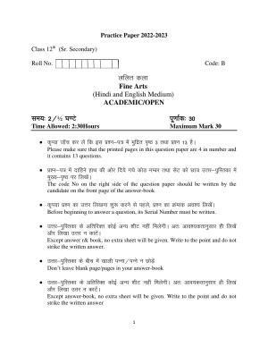 Haryana Board Class 12 Fine Arts Code B Sample Papers