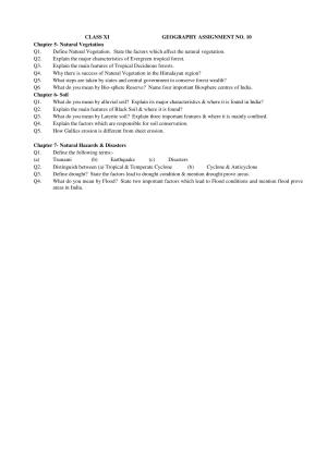 CBSE Worksheets for Class 11 Geography Assignment 11