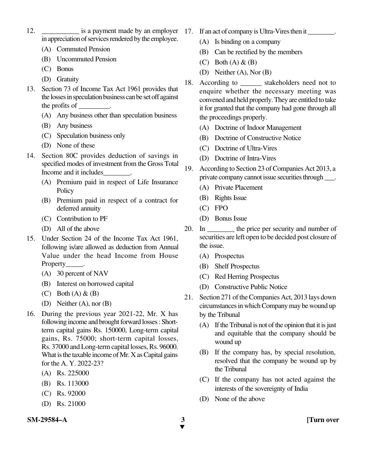 KUET 2023 M.Com Question Paper - Page 3