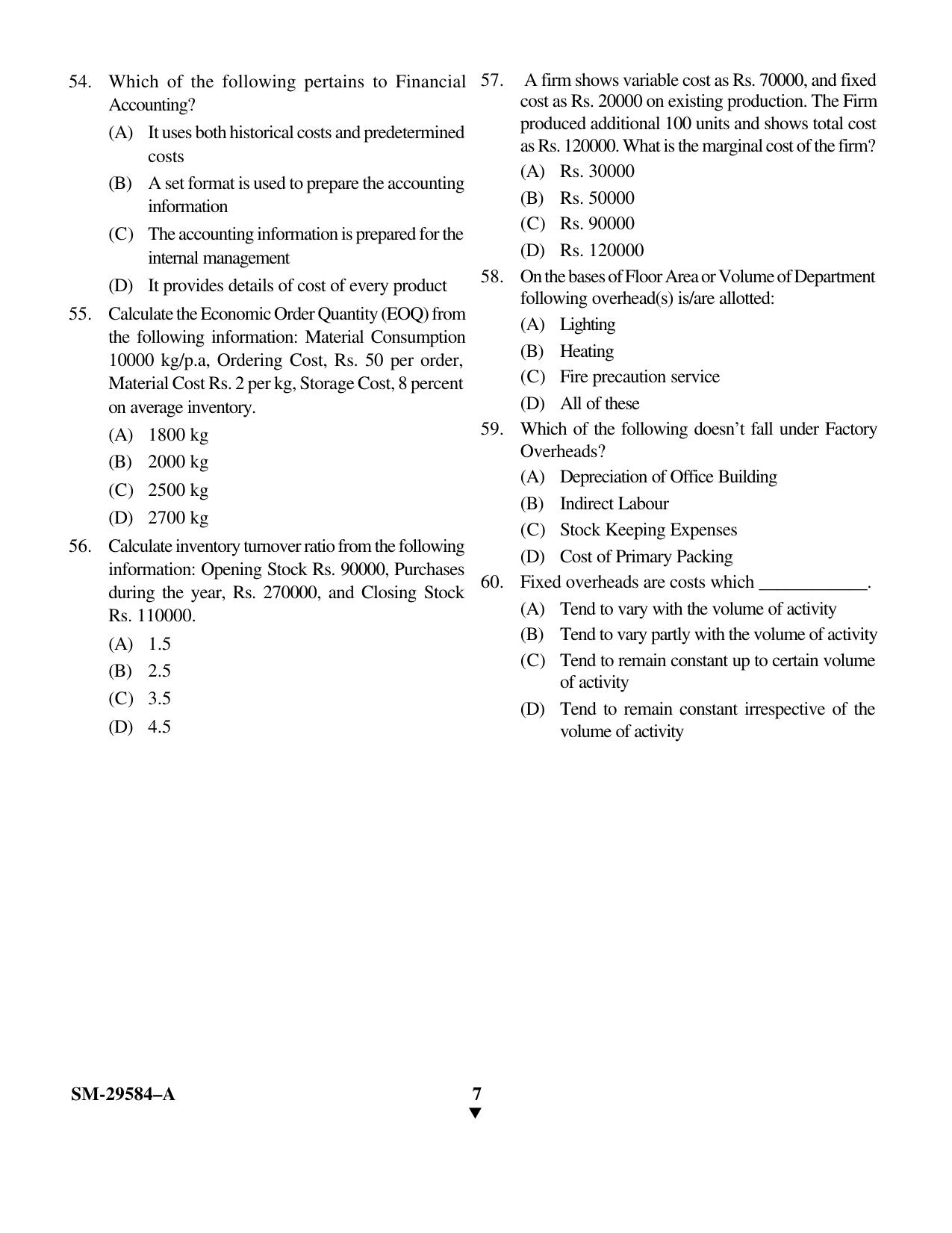 KUET 2023 M.Com Question Paper - Page 7