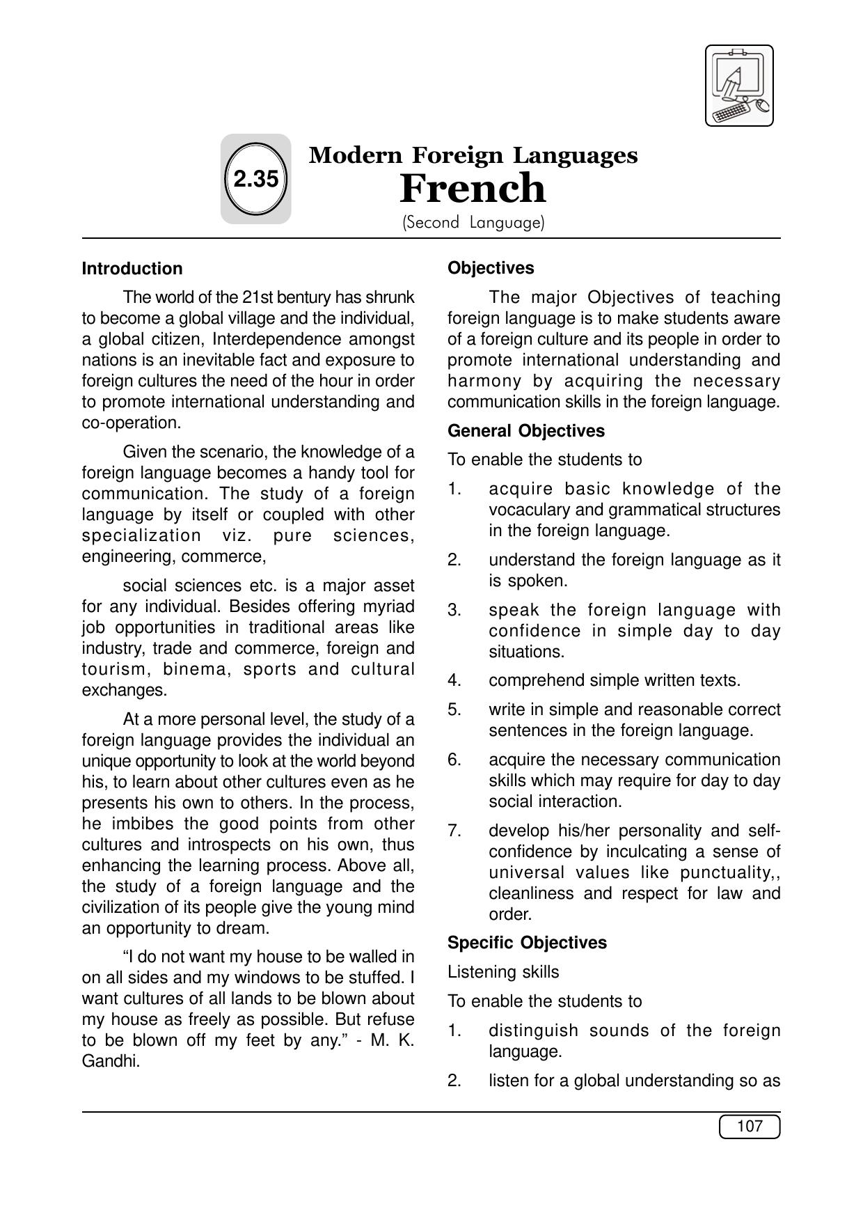 Maharashtra SSC French Syllabus - Page 1
