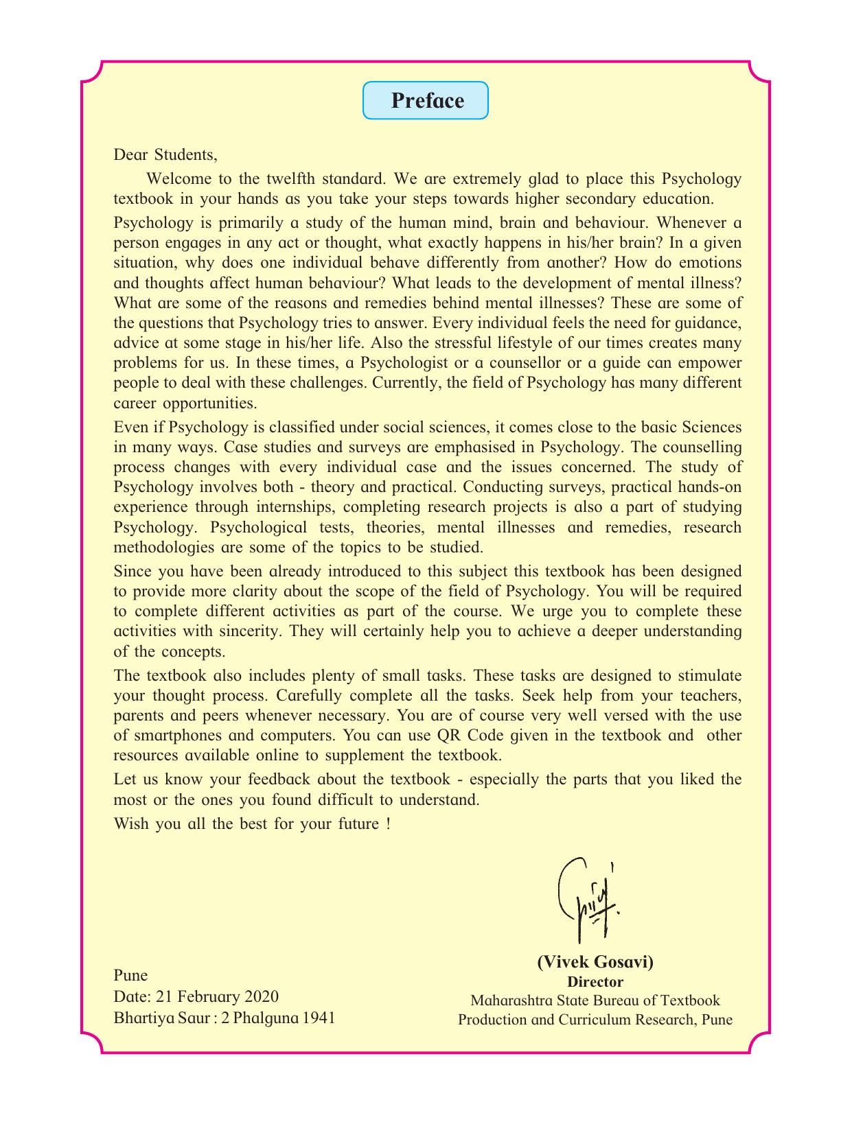 Maharashtra Board Class 12 Psychology Textbook - Page 7