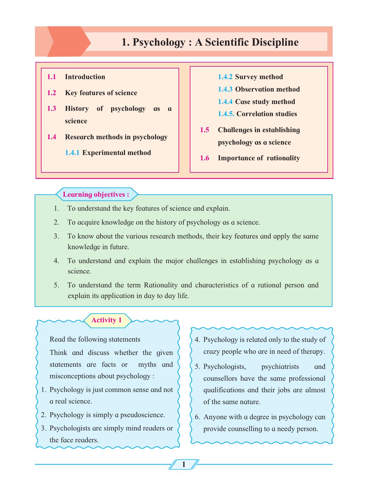 Maharashtra Board Class 12 Psychology Textbook - Page 11