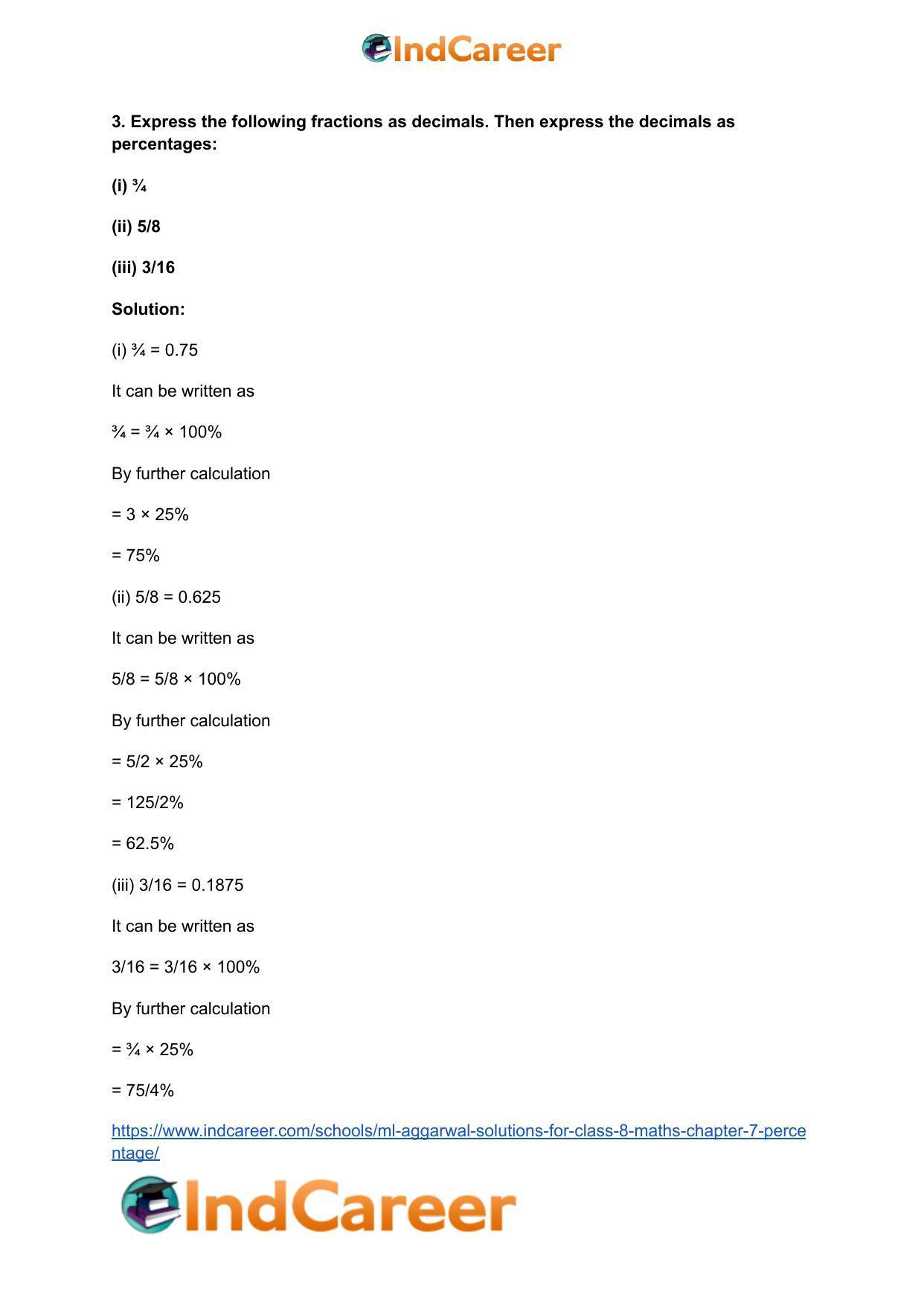 ML Aggarwal Solutions for Class 8 Maths Chapter 7- Percentage - Page 4