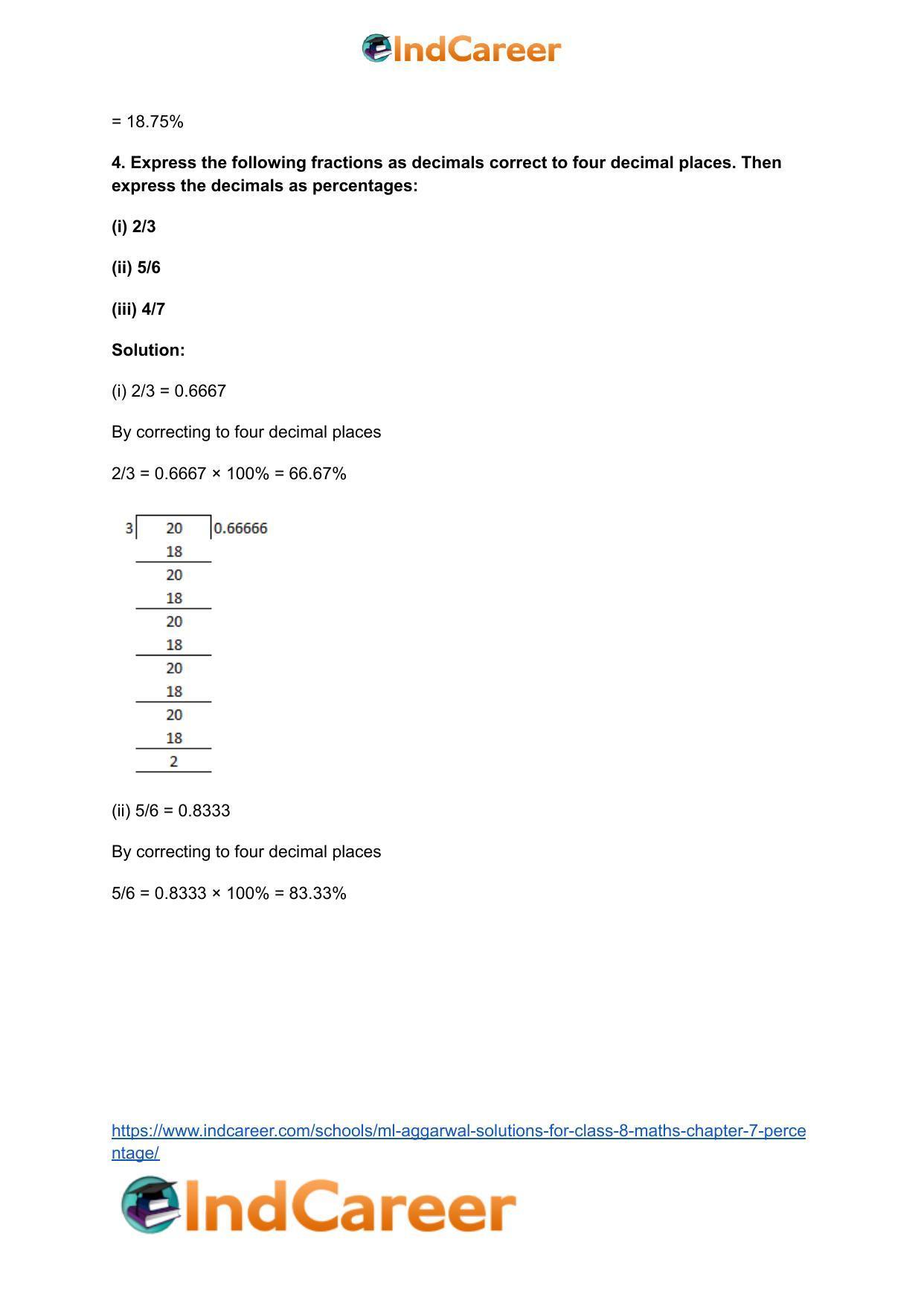 ML Aggarwal Solutions for Class 8 Maths Chapter 7- Percentage - Page 5
