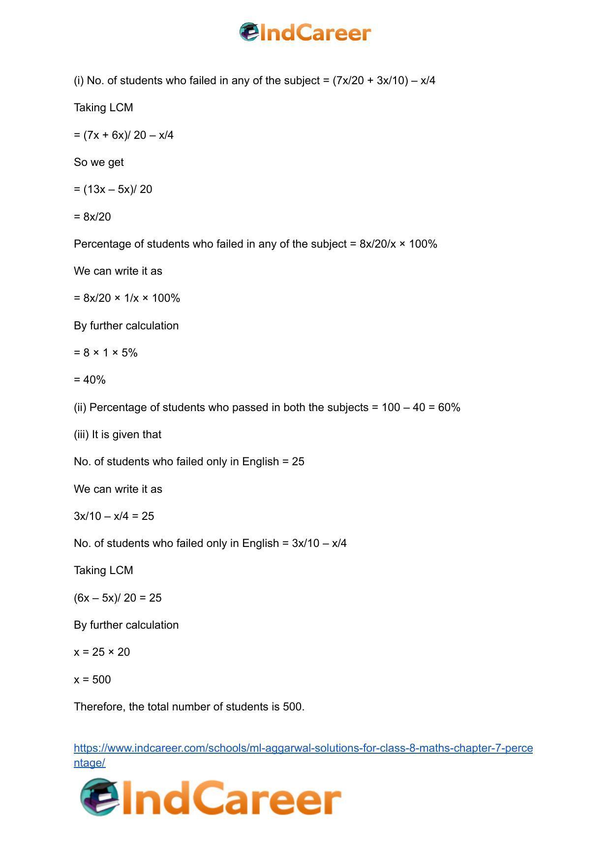ML Aggarwal Solutions for Class 8 Maths Chapter 7- Percentage - Page 19