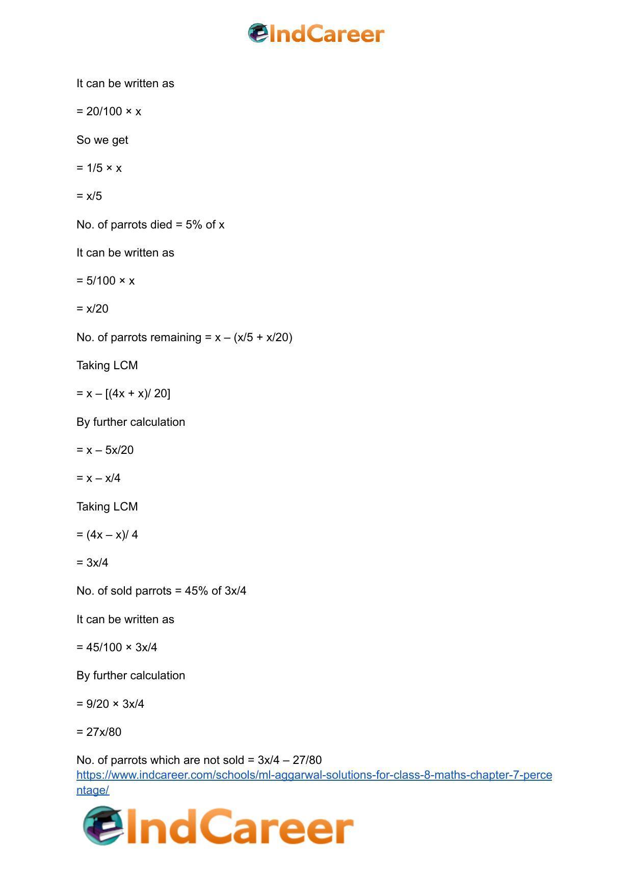 ML Aggarwal Solutions for Class 8 Maths Chapter 7- Percentage - Page 23