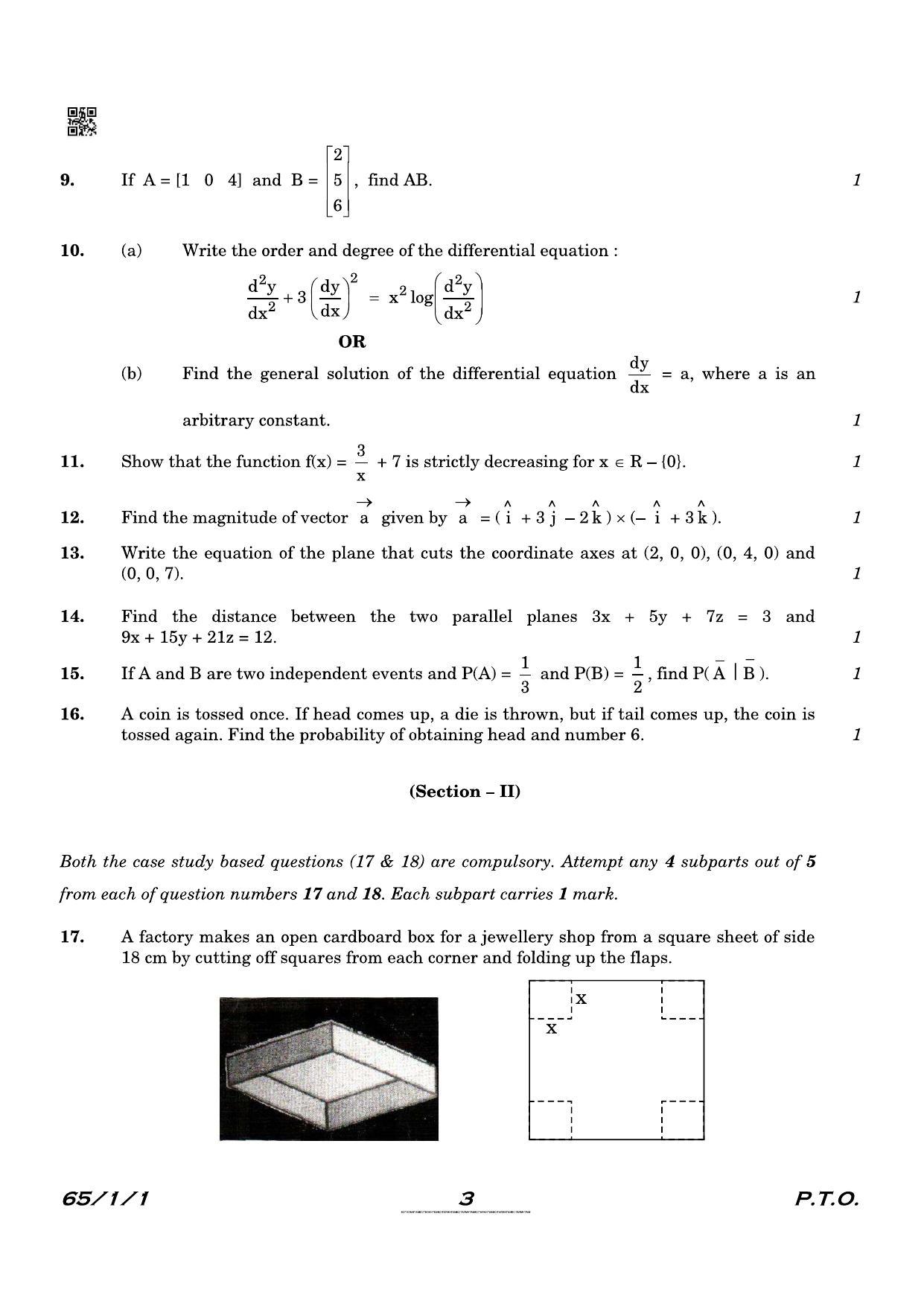 CBSE Class 12 QP_041_Mathematics 2021 Compartment Question Paper - Page 3
