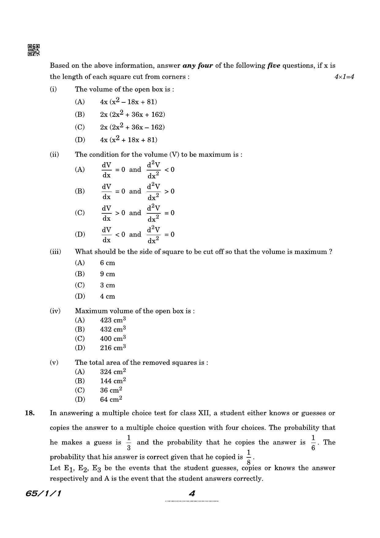 CBSE Class 12 QP_041_Mathematics 2021 Compartment Question Paper - Page 4