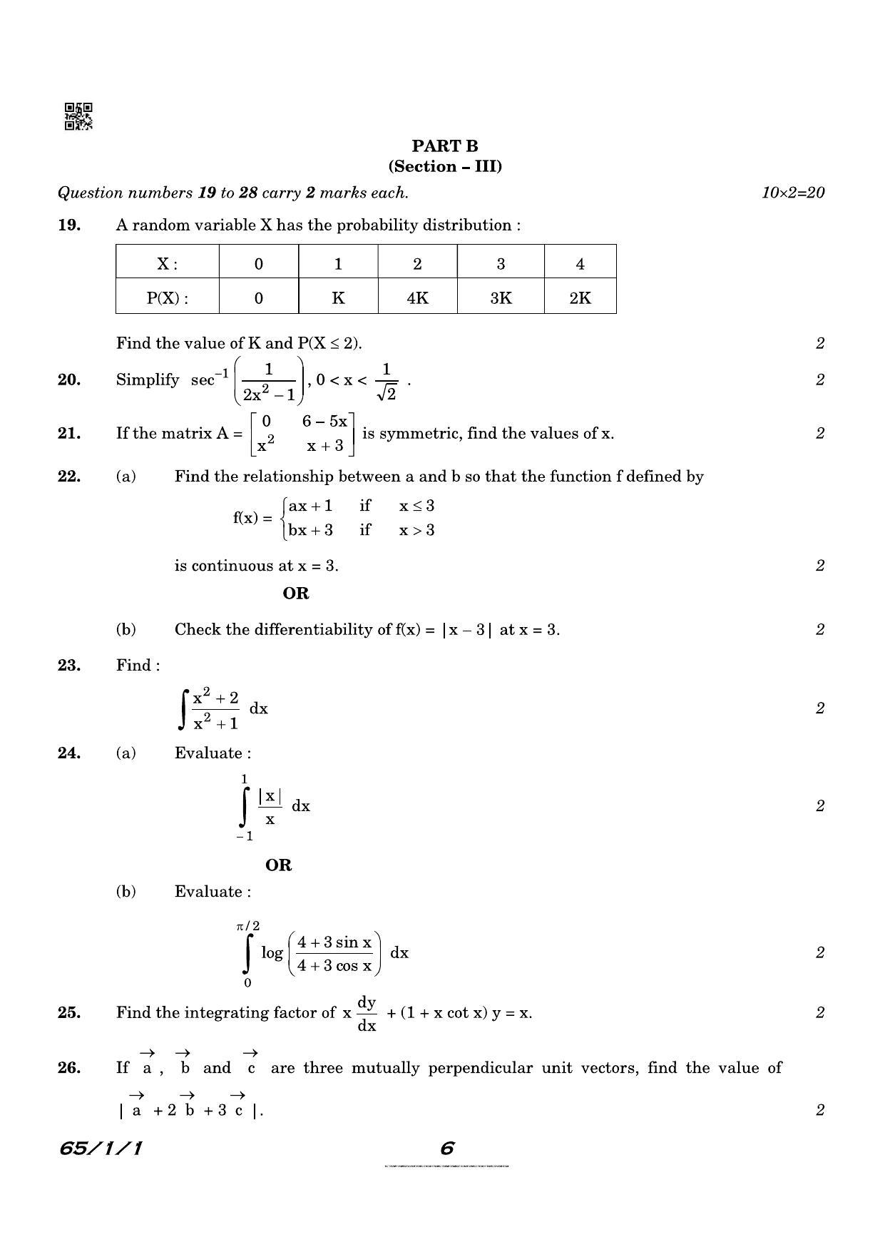 CBSE Class 12 QP_041_Mathematics 2021 Compartment Question Paper - Page 6