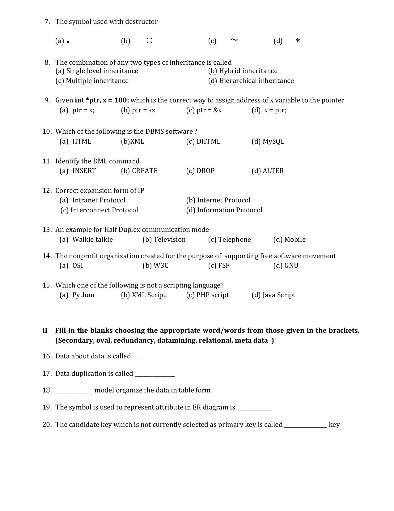 Karnataka II PUC Computer Science Model Question Paper I 2025 - Page 2