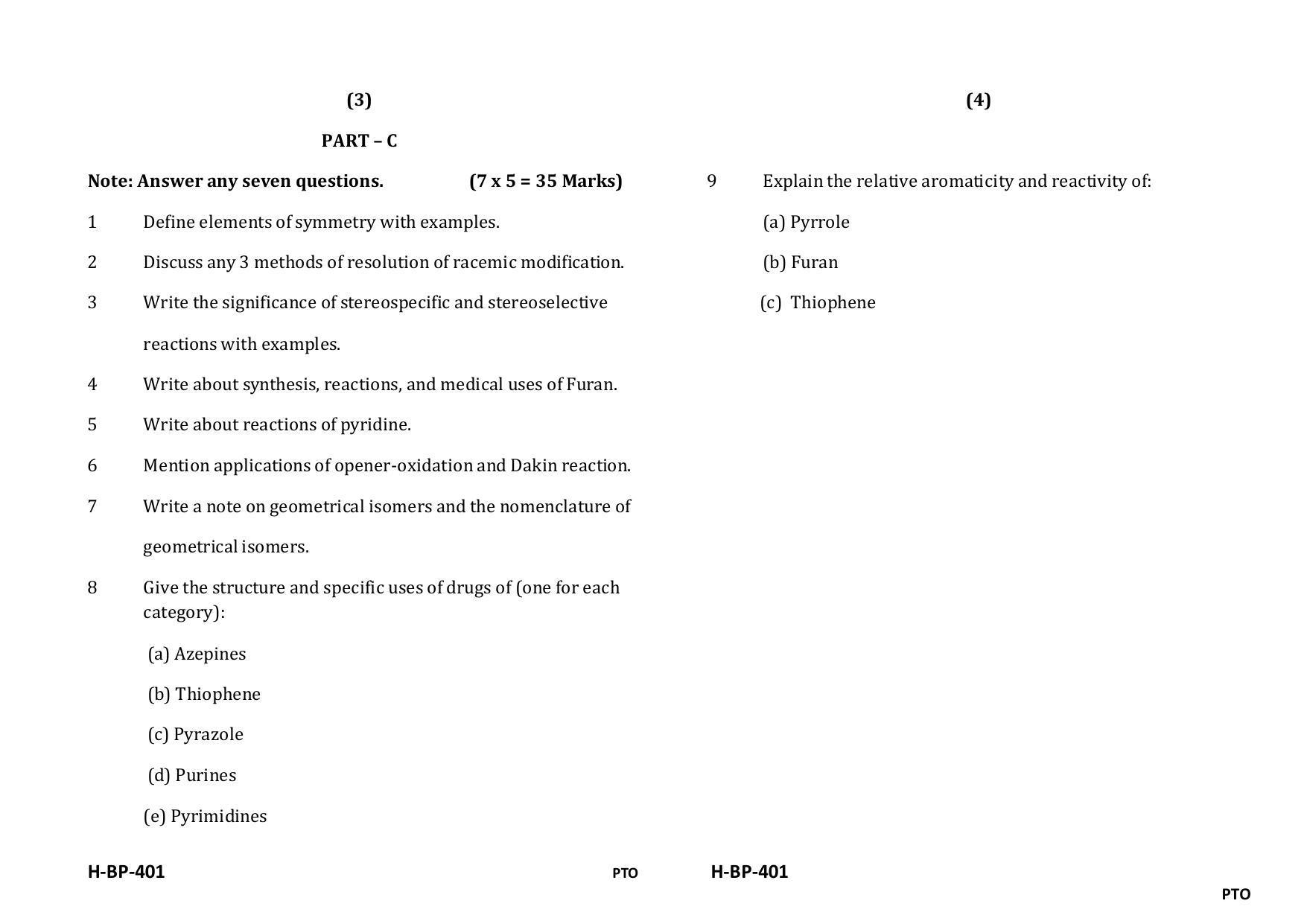 Sarguja University Question Paper - 2022 : Bachelor Of Pharmacy Sem-IV Pharmaceutical Organic Chemistry-III Paper 1 - Page 2