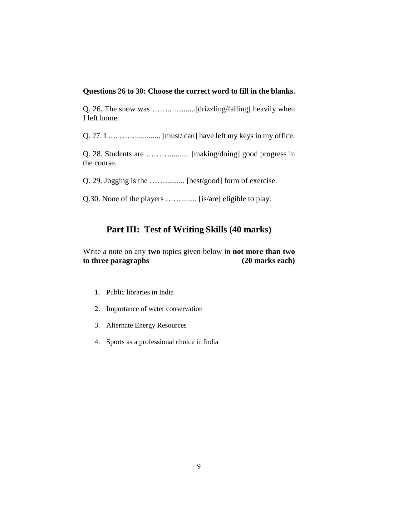ISI Admission Test M.S (LIS) PLB 2018 Sample Paper - Page 9