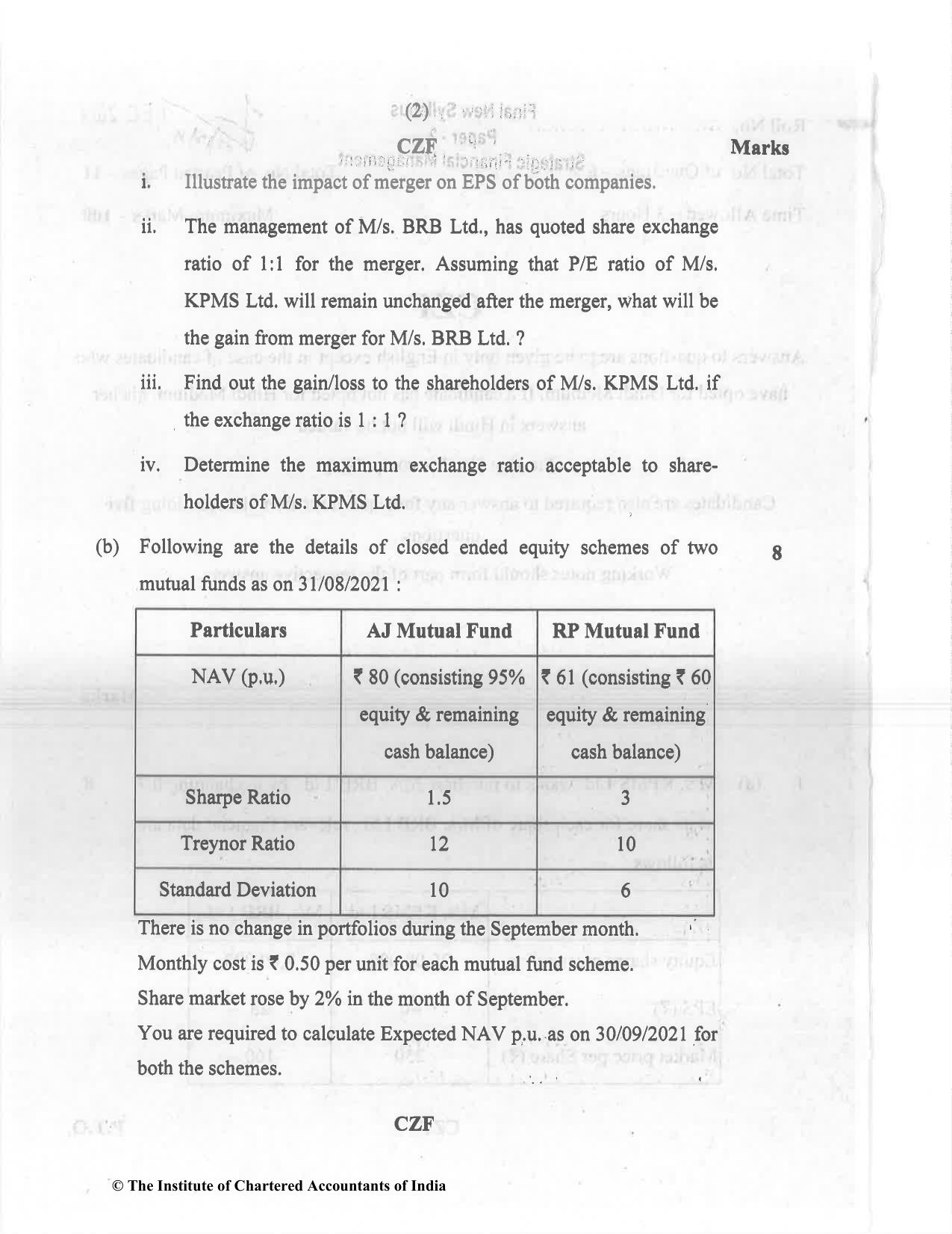 CA Final Dec 2021 Question Paper - Paper 2 – Strategic Financial Management - Page 2