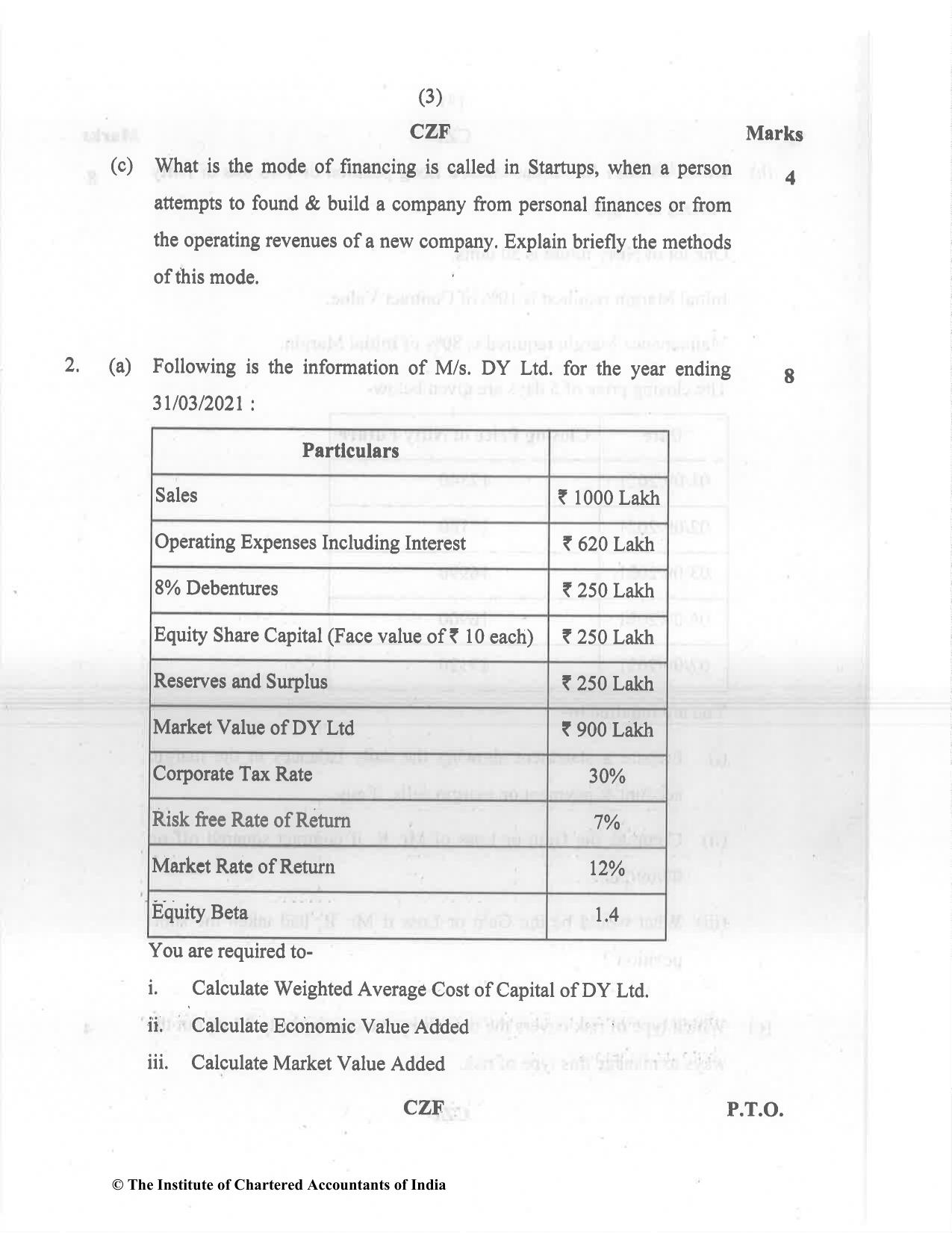 CA Final Dec 2021 Question Paper - Paper 2 – Strategic Financial Management - Page 3