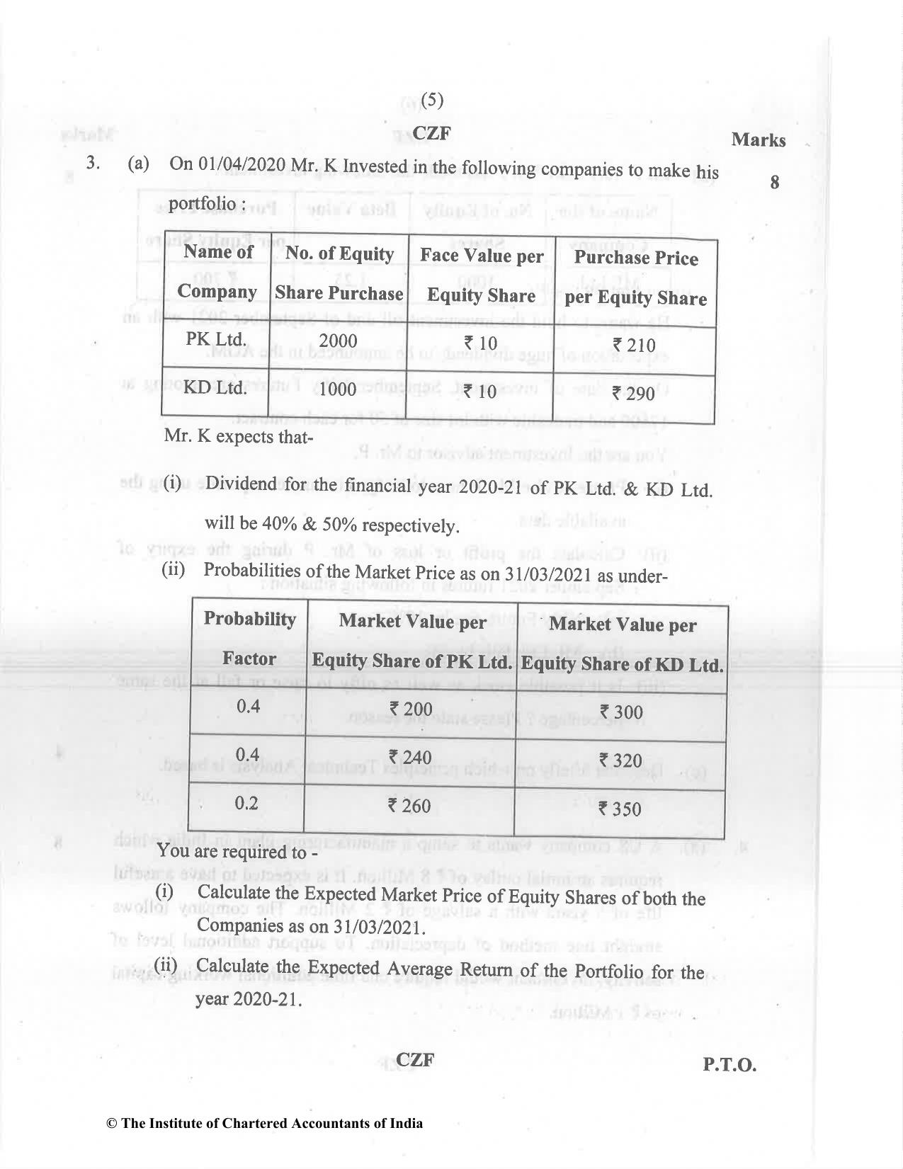 CA Final Dec 2021 Question Paper - Paper 2 – Strategic Financial Management - Page 5