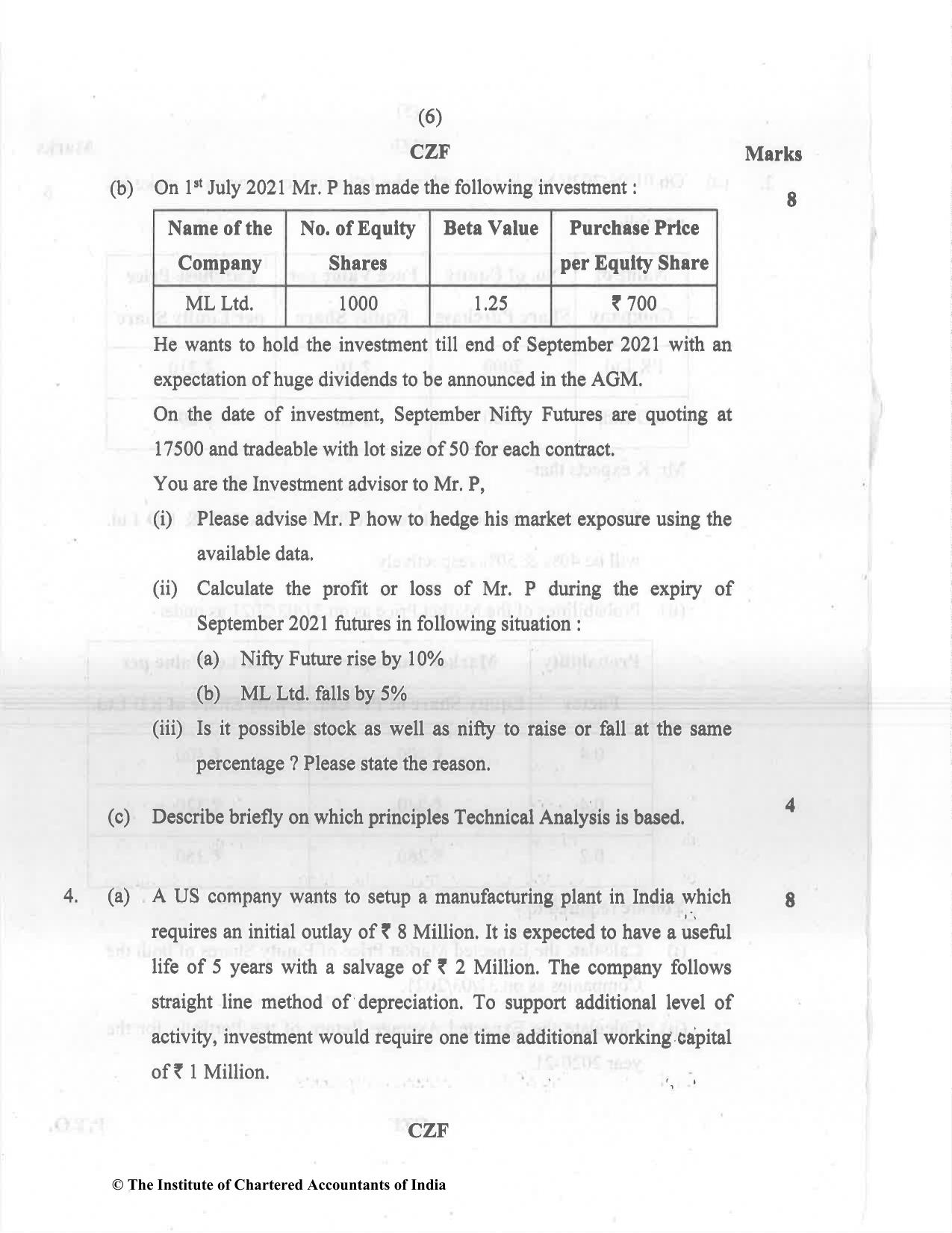 CA Final Dec 2021 Question Paper - Paper 2 – Strategic Financial Management - Page 6