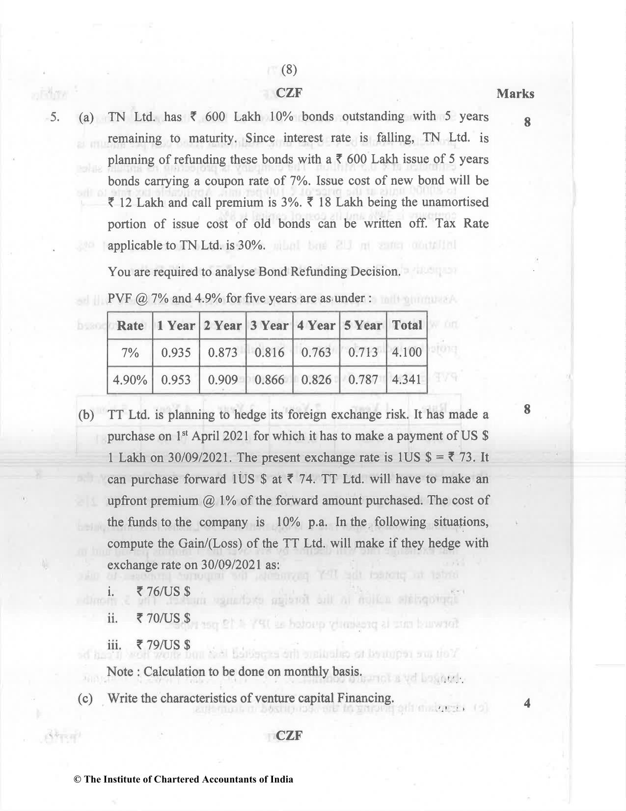 CA Final Dec 2021 Question Paper - Paper 2 – Strategic Financial Management - Page 8