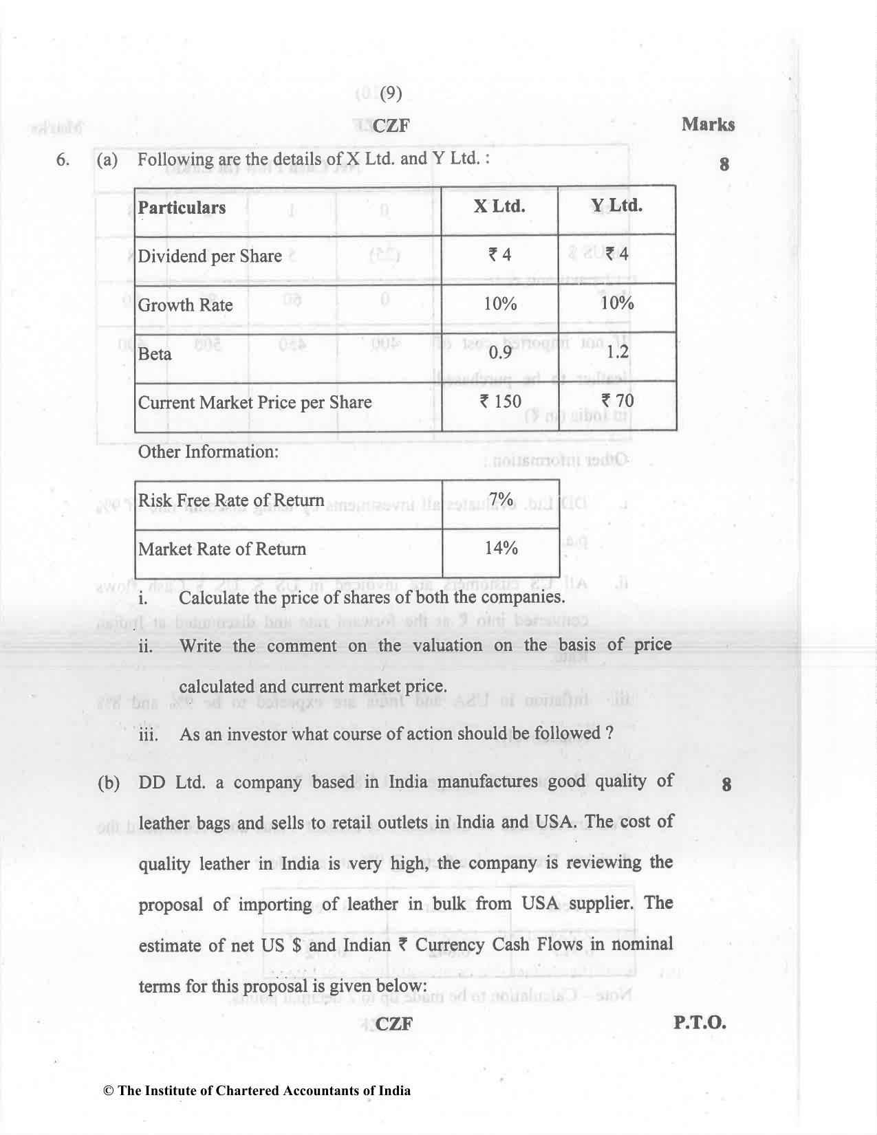 CA Final Dec 2021 Question Paper - Paper 2 – Strategic Financial Management - Page 9