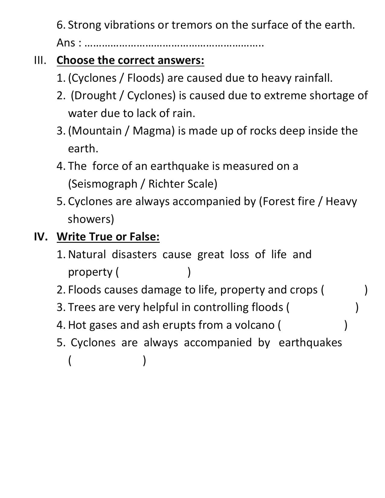 Worksheet for Class 5 Social Science Natural Disasters Assignment 2 - Page 3