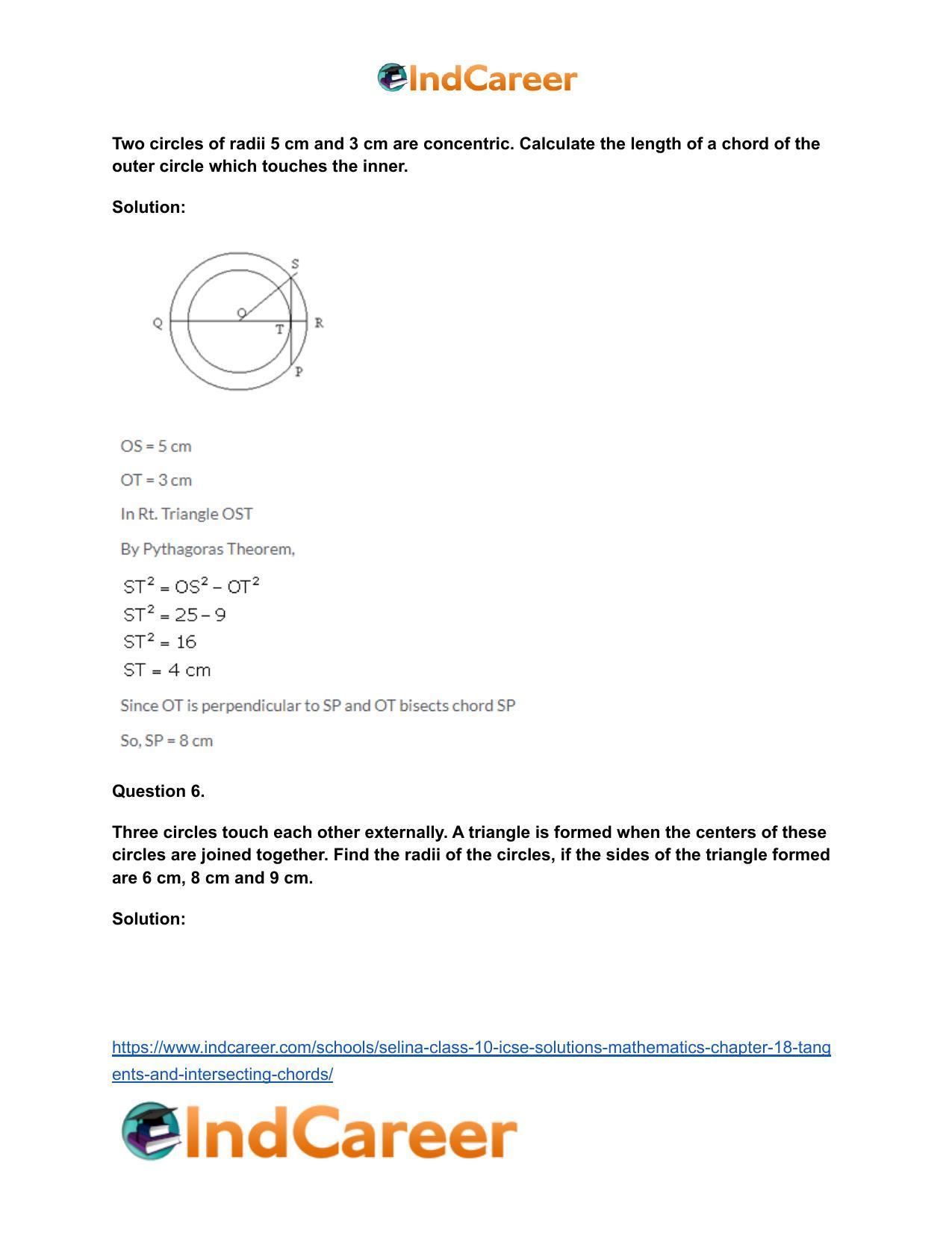 Selina Class 10 ICSE Solutions Mathematics : Chapter 18- Tangents and Intersecting Chords - Page 6