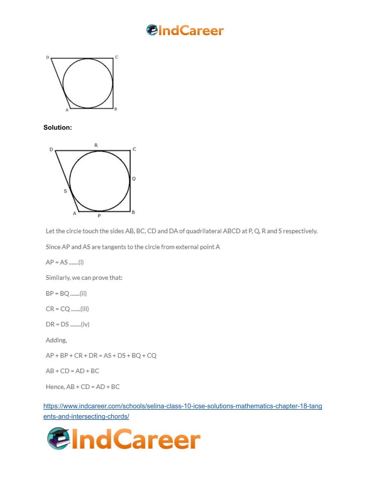 Selina Class 10 ICSE Solutions Mathematics : Chapter 18- Tangents and Intersecting Chords - Page 8