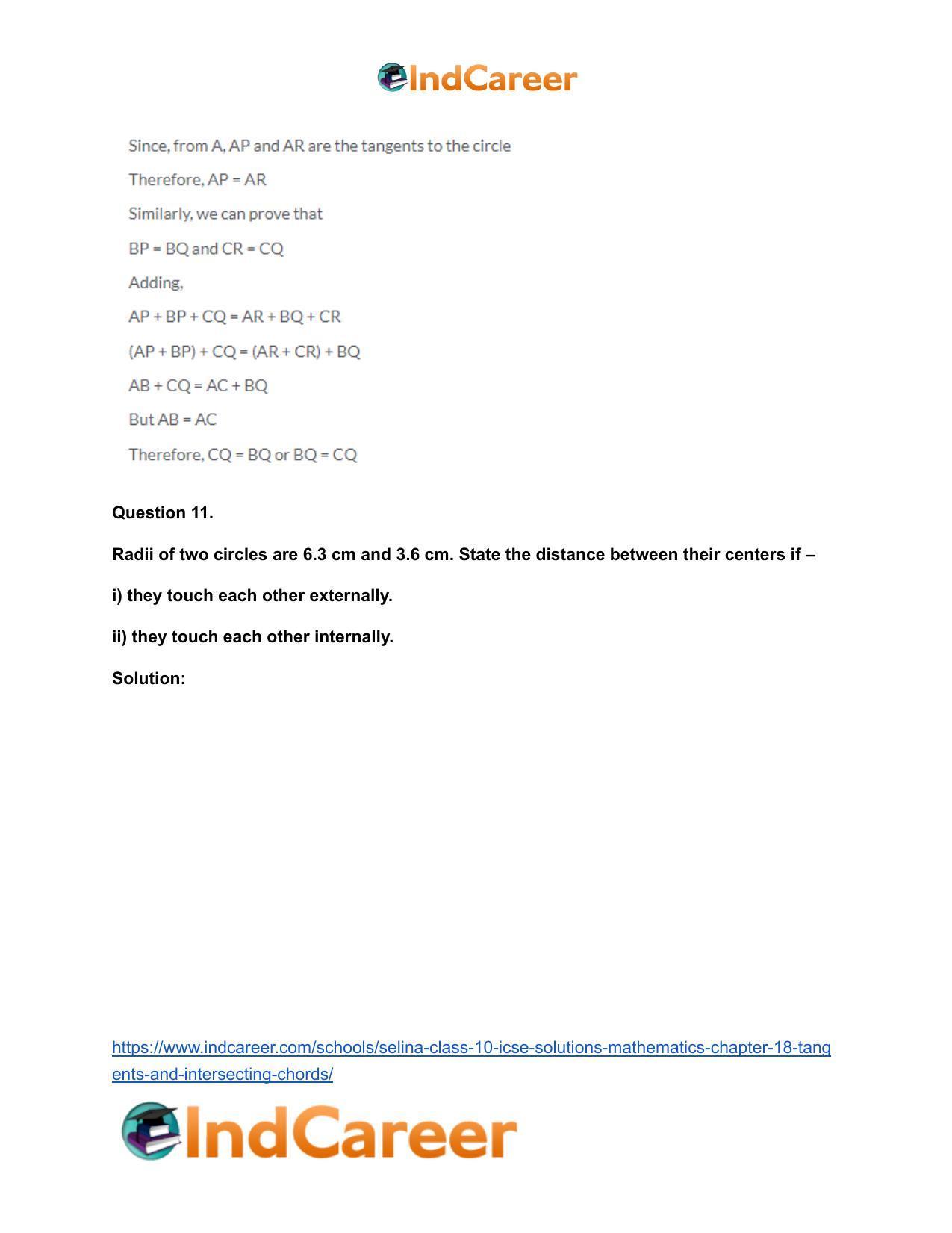Selina Class 10 ICSE Solutions Mathematics : Chapter 18- Tangents and Intersecting Chords - Page 12