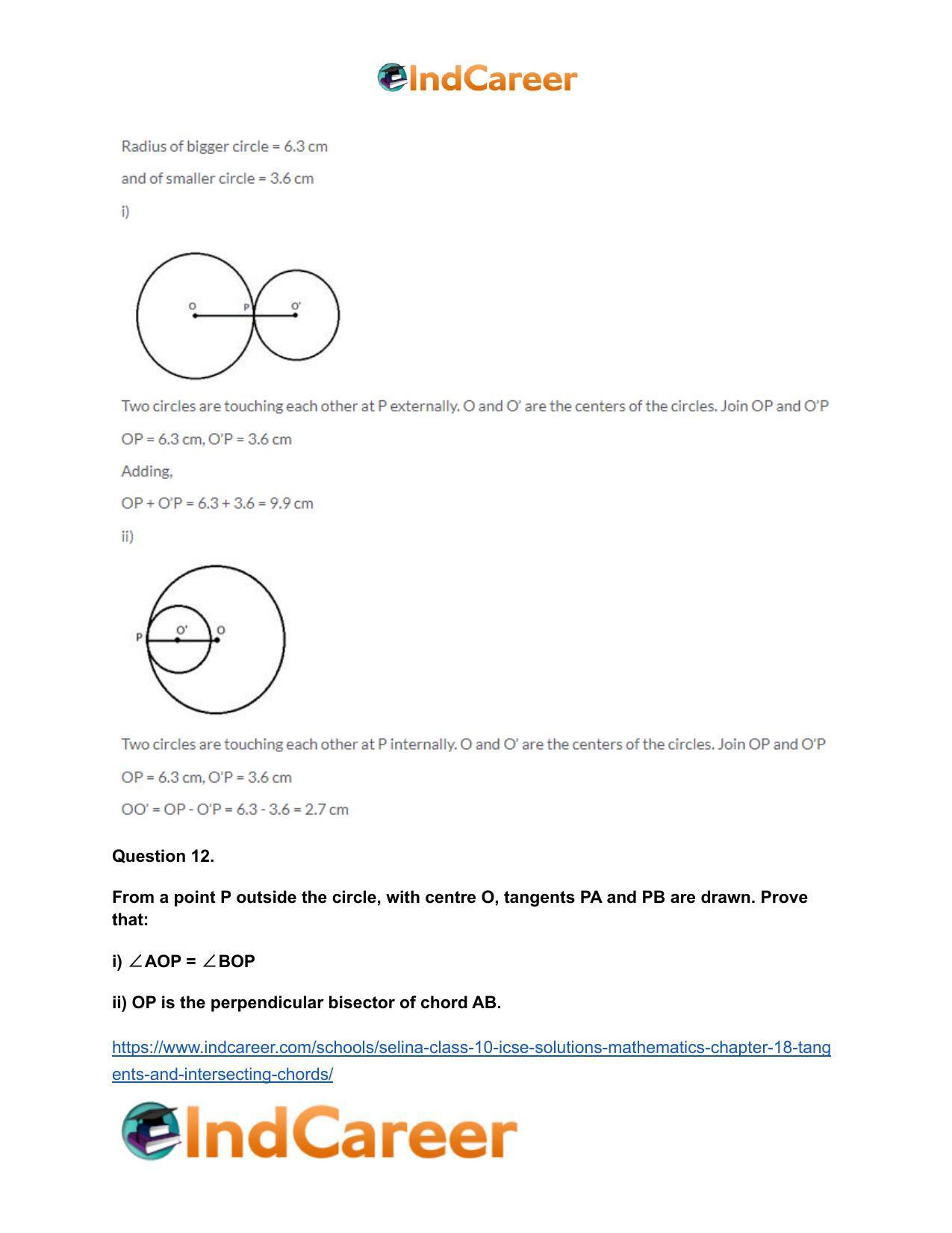 Selina Class 10 ICSE Solutions Mathematics : Chapter 18- Tangents and Intersecting Chords - Page 13