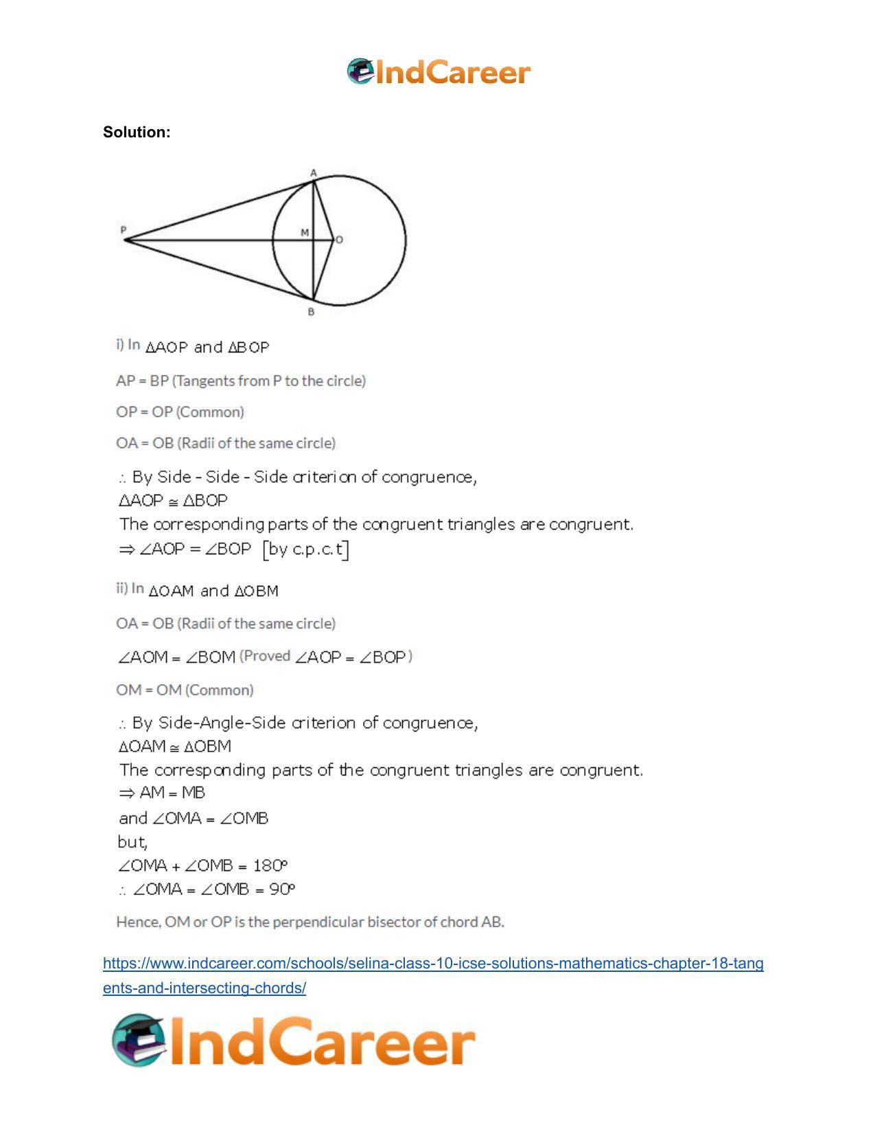 Selina Class 10 ICSE Solutions Mathematics : Chapter 18- Tangents and Intersecting Chords - Page 14