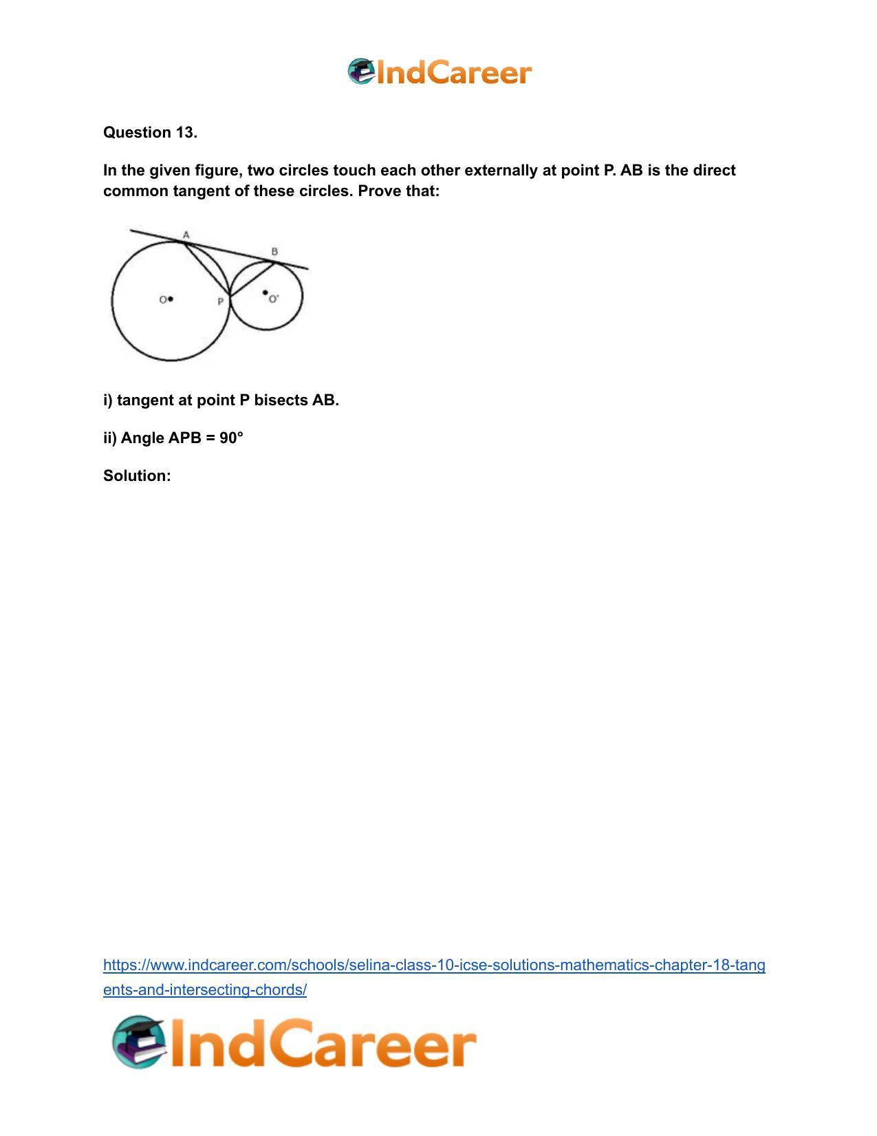 Selina Class 10 ICSE Solutions Mathematics : Chapter 18- Tangents and Intersecting Chords - Page 15