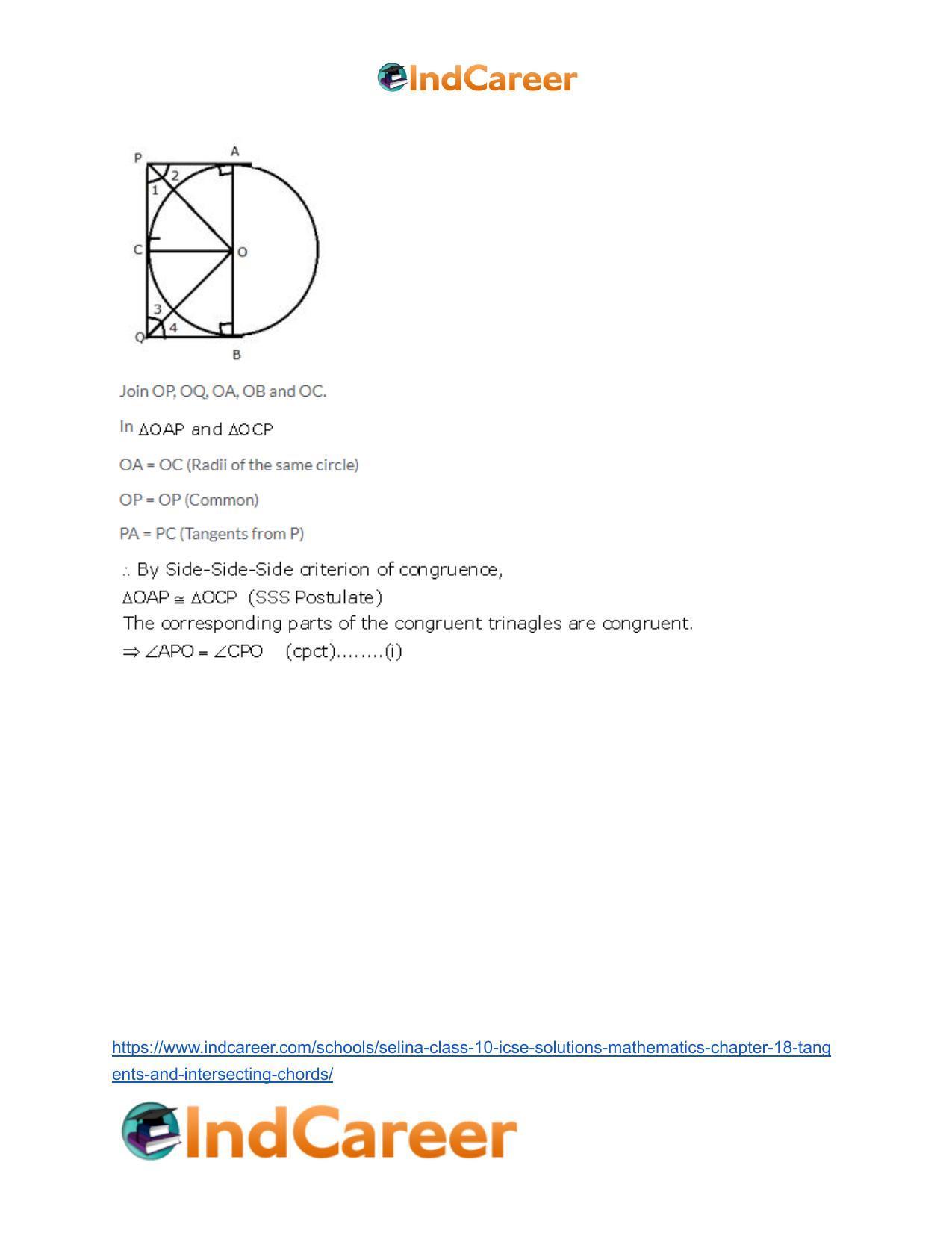 Selina Class 10 ICSE Solutions Mathematics : Chapter 18- Tangents and Intersecting Chords - Page 18