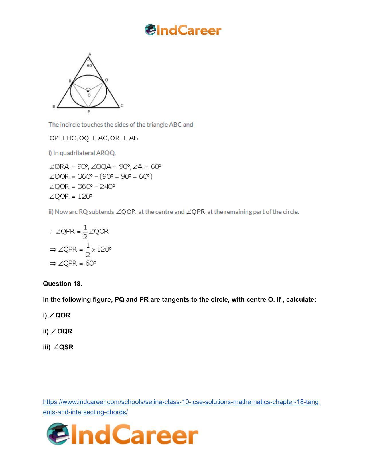 Selina Class 10 ICSE Solutions Mathematics : Chapter 18- Tangents and Intersecting Chords - Page 21