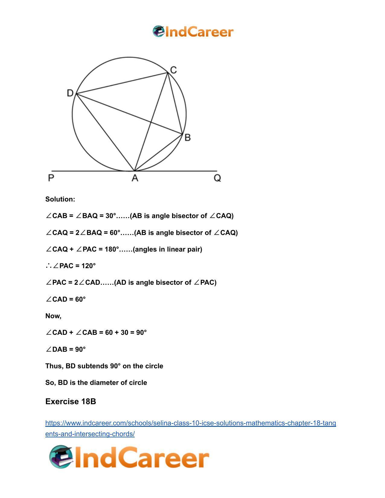 Selina Class 10 ICSE Solutions Mathematics : Chapter 18- Tangents and Intersecting Chords - Page 31