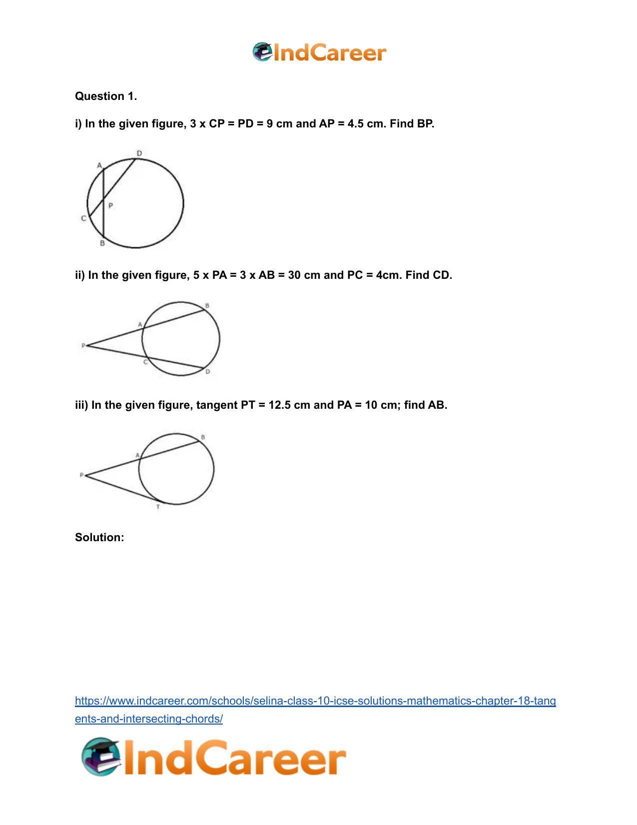 Selina Class 10 ICSE Solutions Mathematics : Chapter 18- Tangents and Intersecting Chords - Page 32