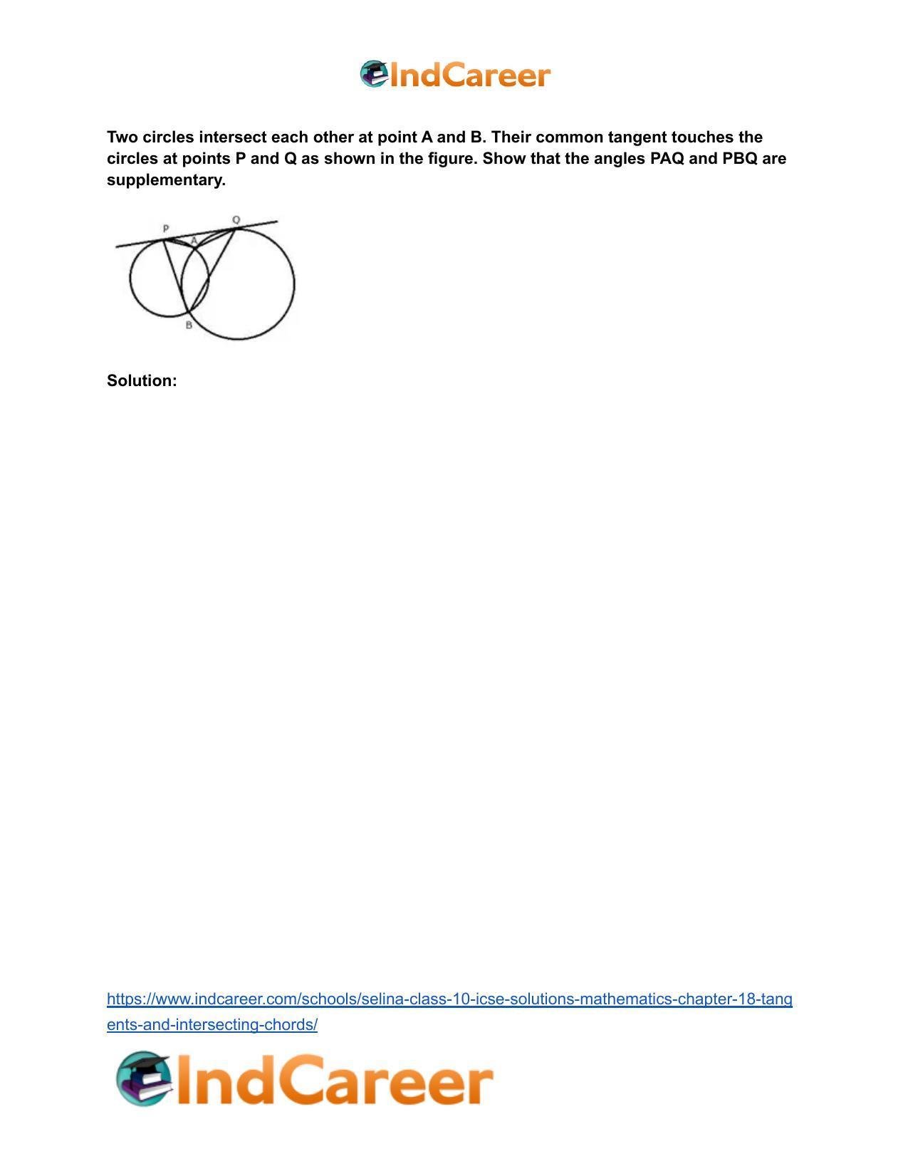 Selina Class 10 ICSE Solutions Mathematics : Chapter 18- Tangents and Intersecting Chords - Page 47